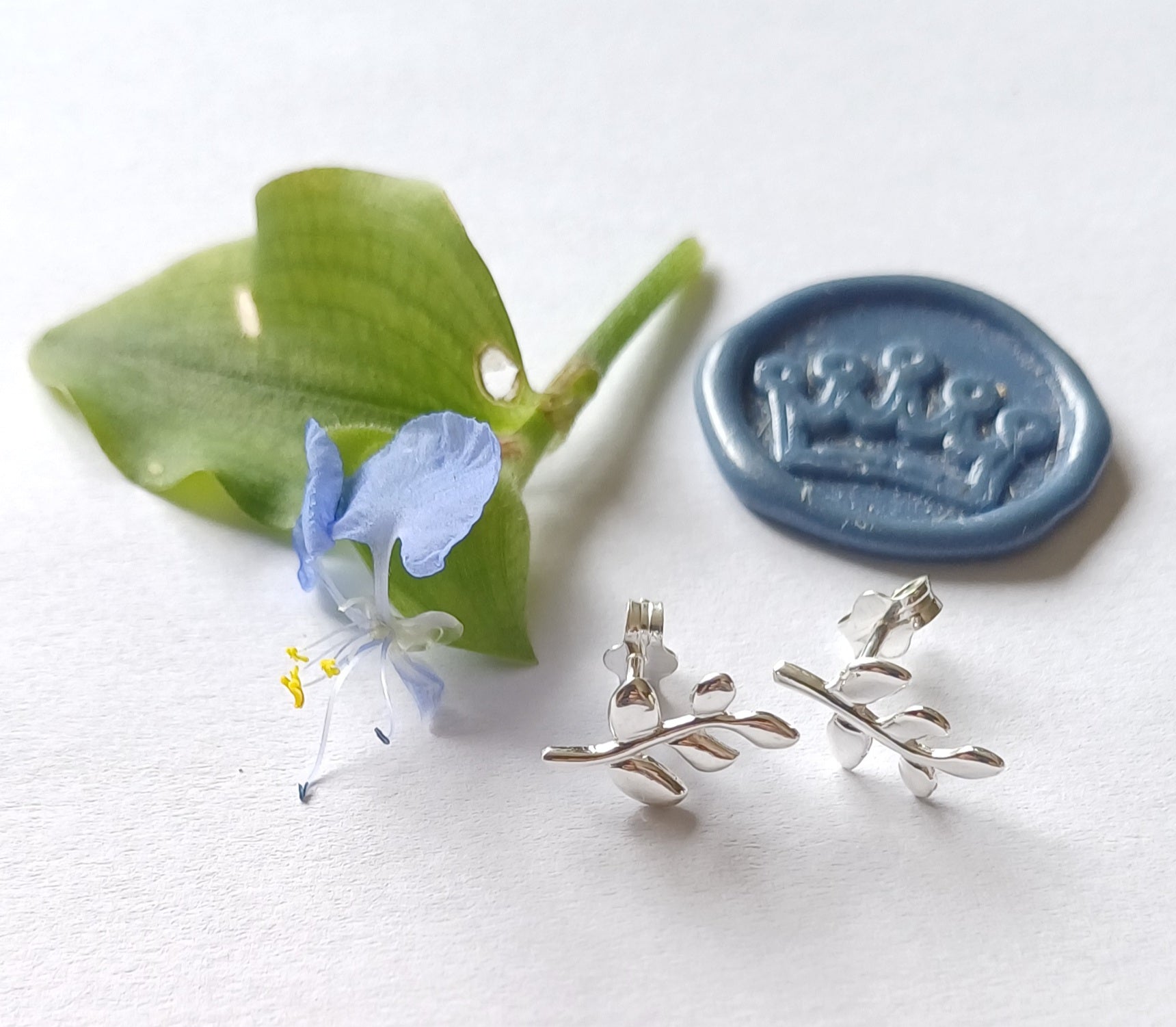 Olive Leaf Studs - Elloise Jewelry