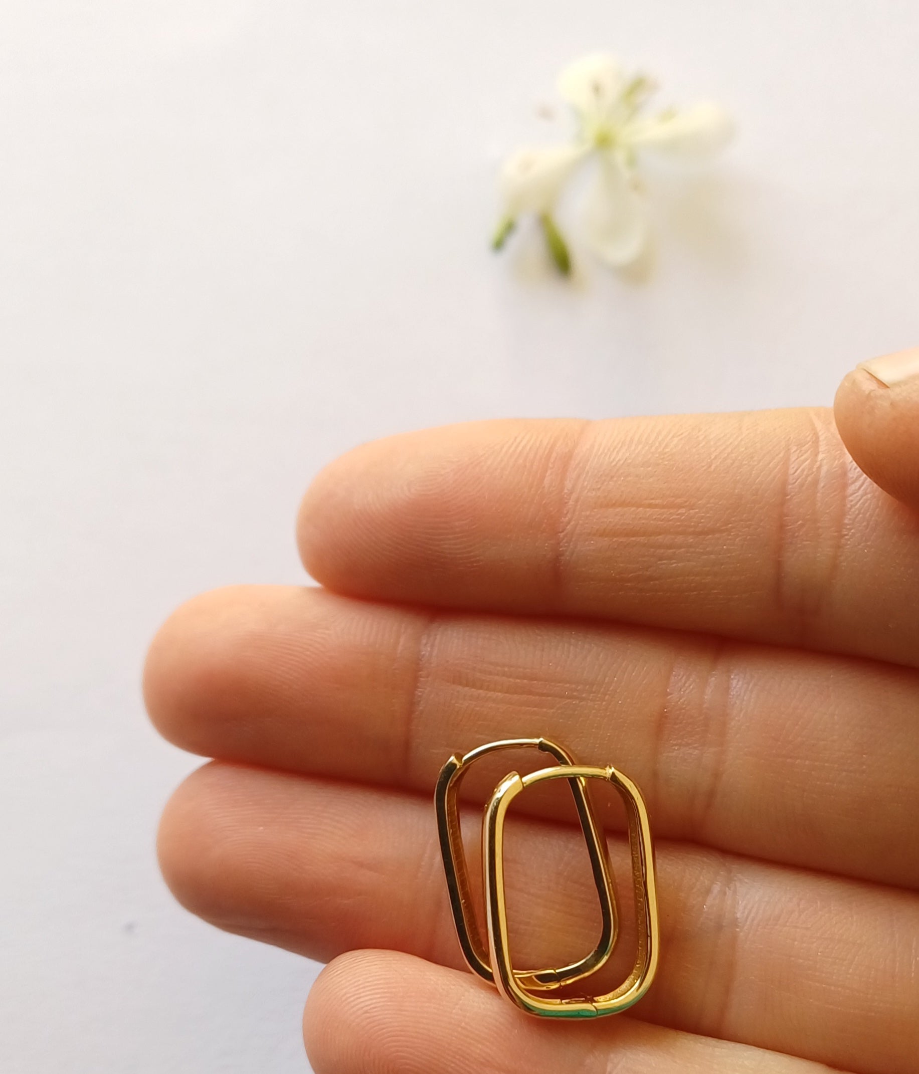 Rectangular Huggie Earrings (9ct Yellow Gold) - Elloise Jewelry
