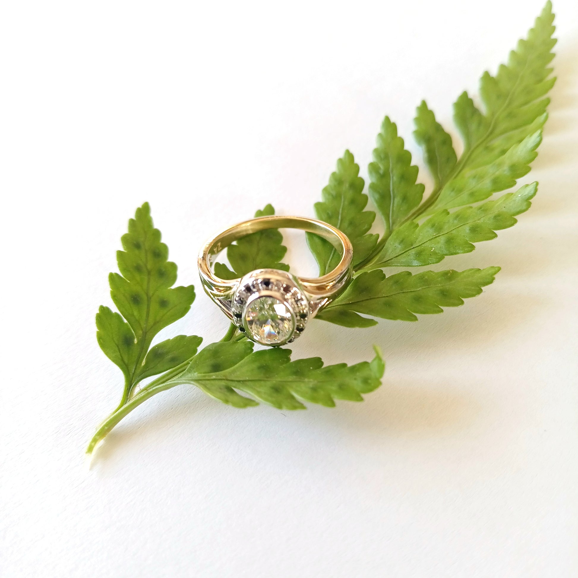 Two-Tone Halo Diamond Ring