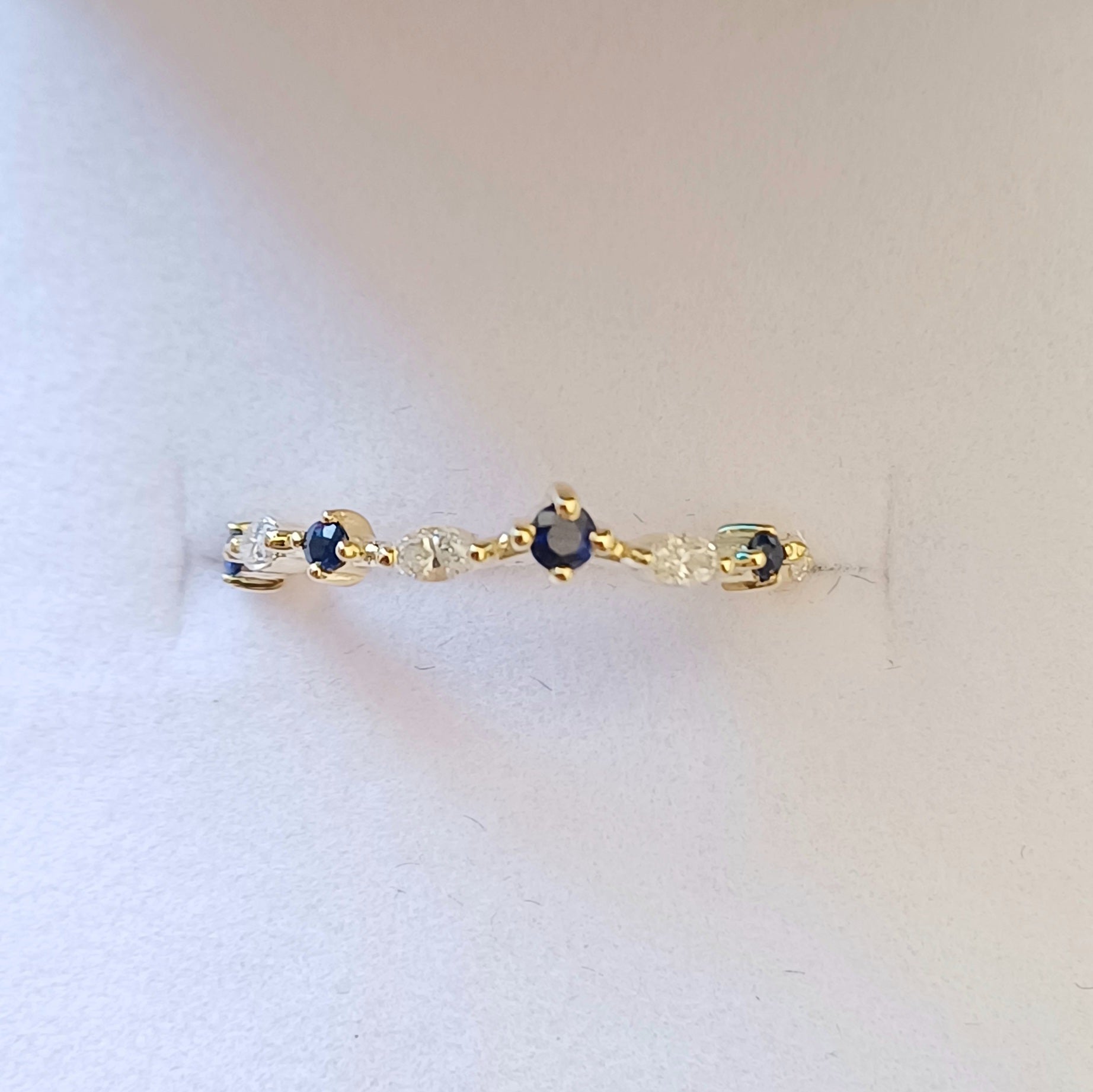 Custom 18ct Gold Wedding and Engagement Ring Set – Diamonds, Sapphires, and Scripture-Inspired Design