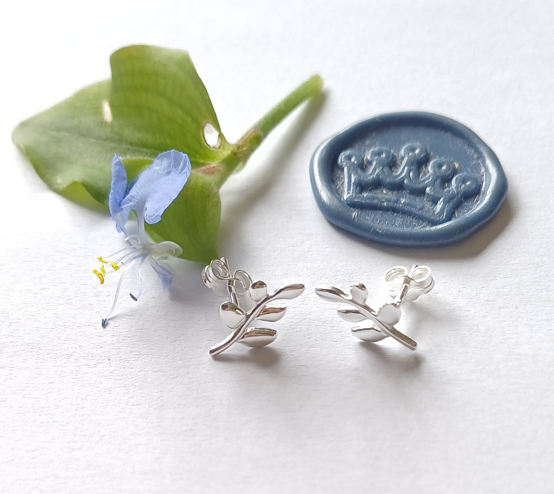 Olive Leaf Studs - Elloise Jewelry