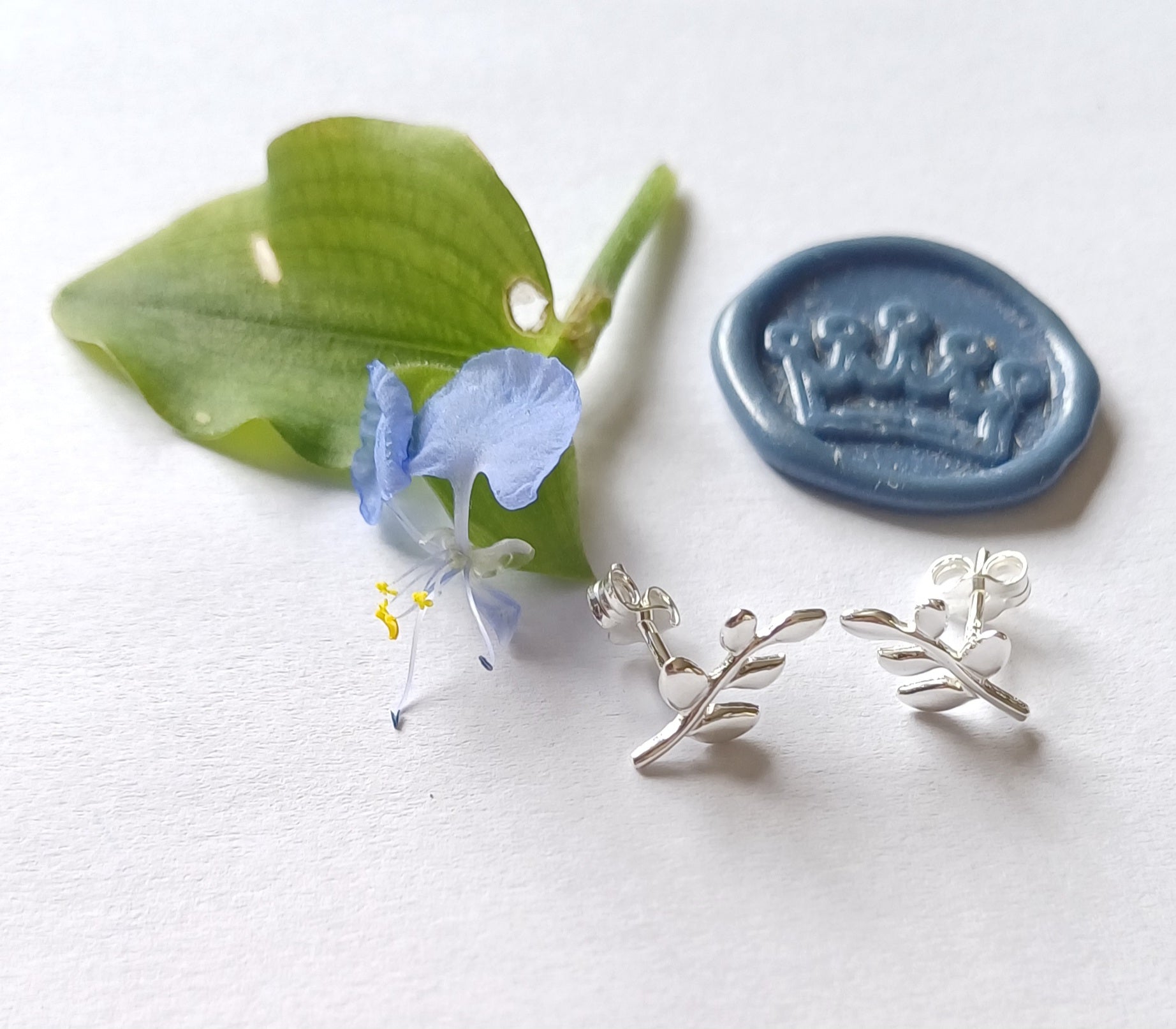 Olive Leaf Studs - Elloise Jewelry