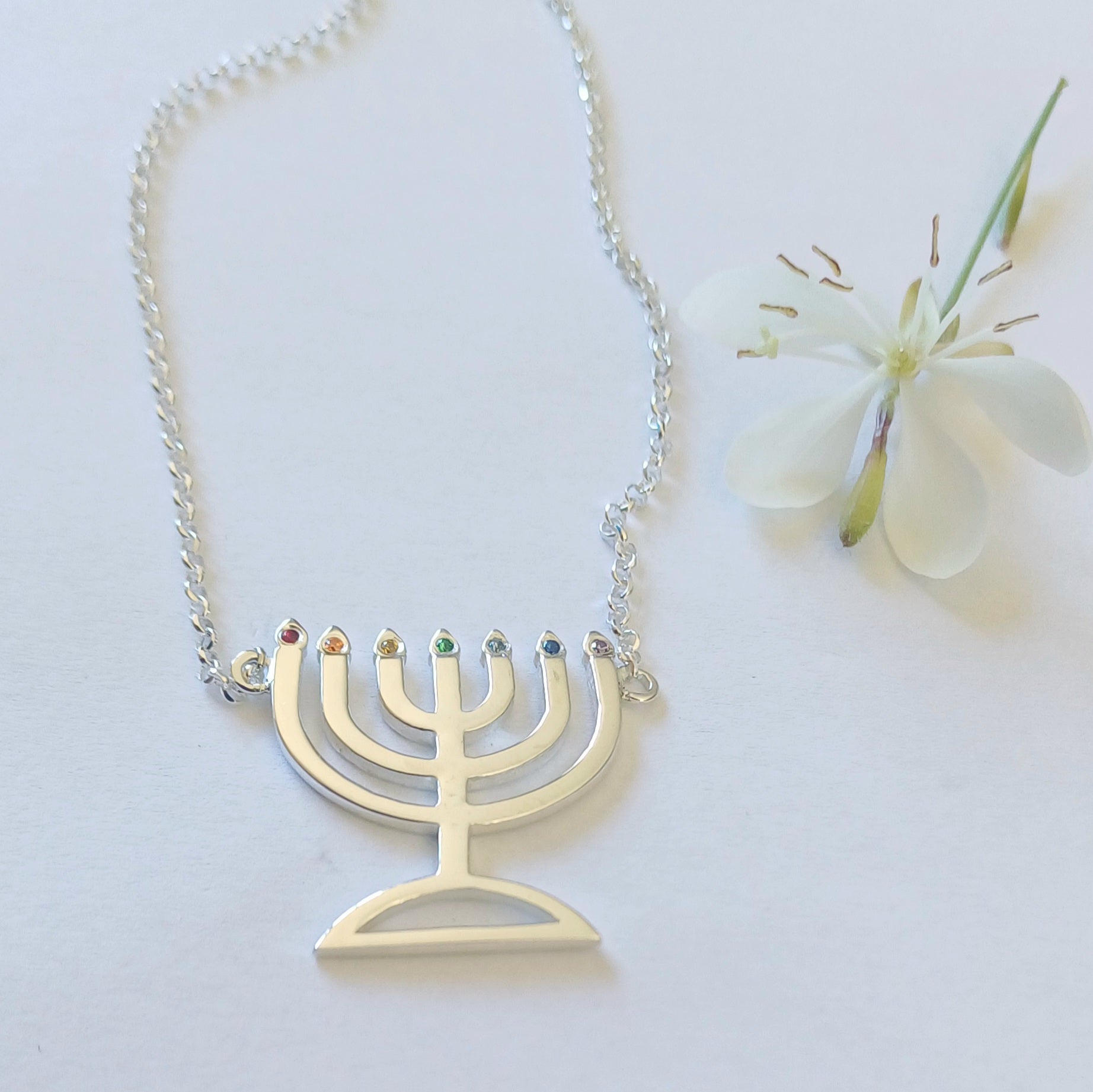 Menorah With Cubics Refined - Elloise Jewelry