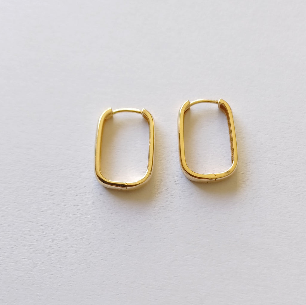 Rectangular Huggie Earrings (9ct Yellow Gold) - Elloise Jewelry