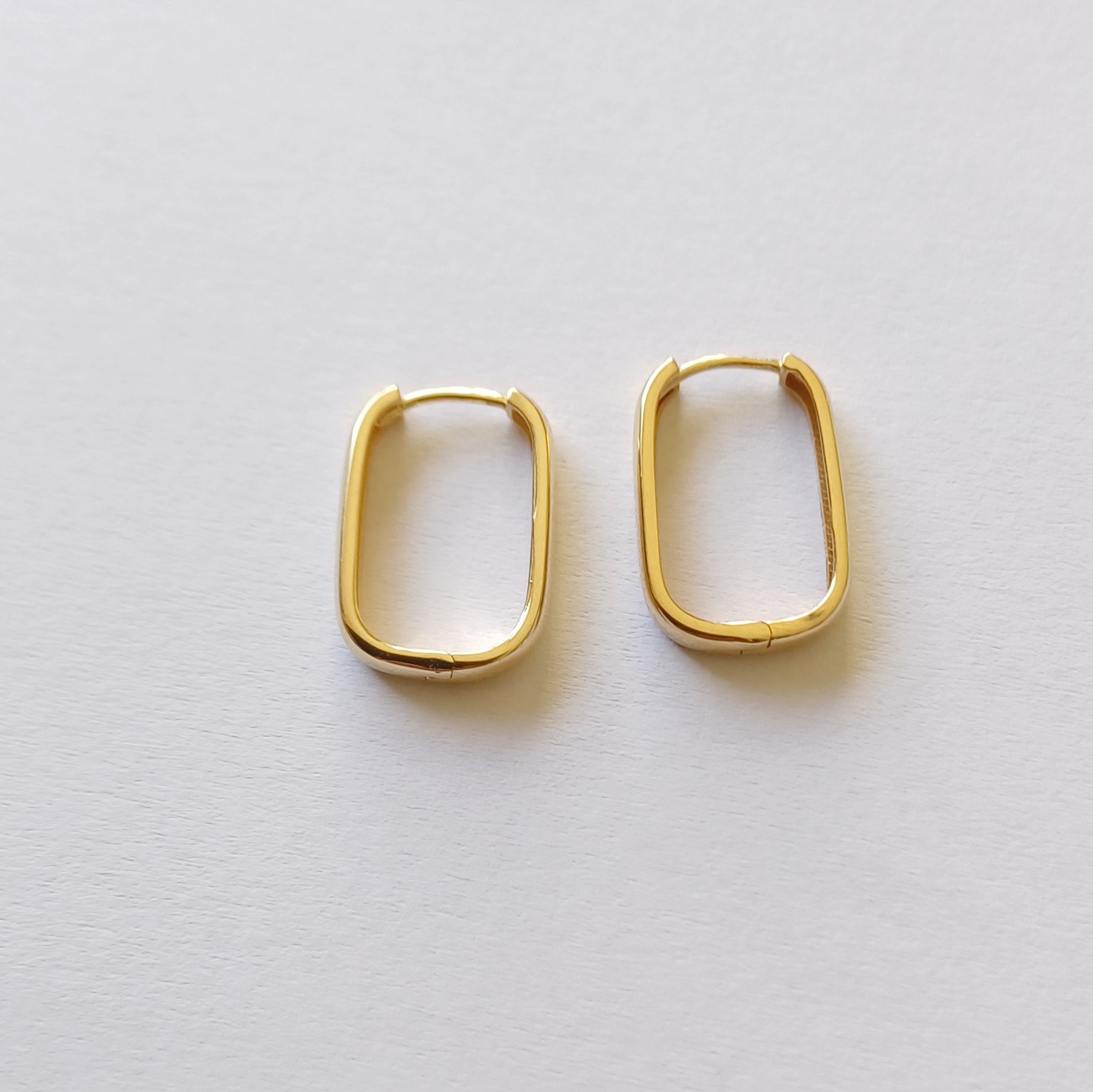 Rectangular Huggie Earrings (9ct Yellow Gold) - Elloise Jewelry