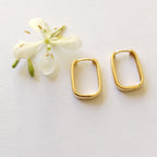 Rectangular Huggie Earrings (9ct Yellow Gold) - Elloise Jewelry