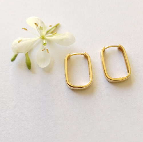 Rectangular Huggie Earrings (9ct Yellow Gold) - Elloise Jewelry