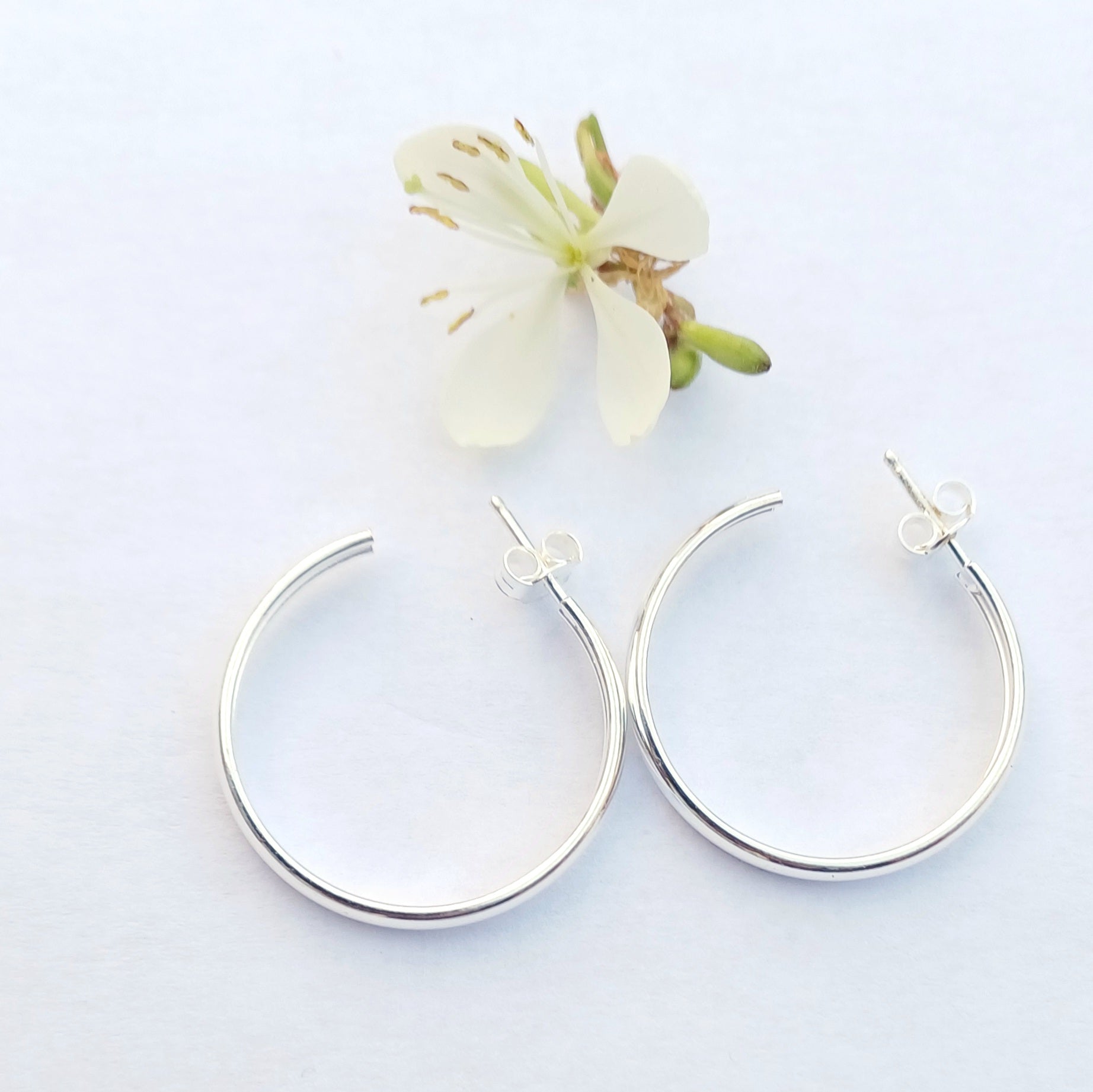Half Hoop Sterling Silver Earrings (20mm) - Elloise Jewelry