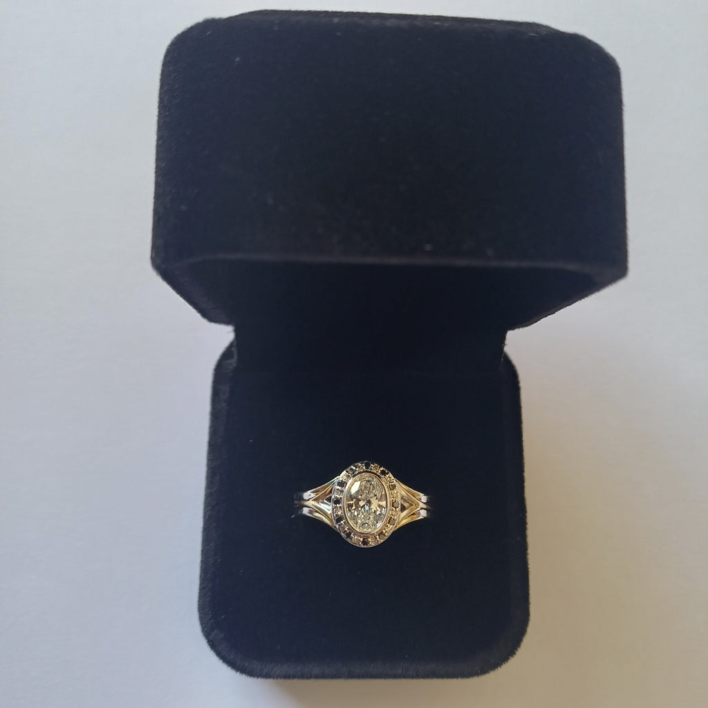 Two-Tone Halo Diamond Ring