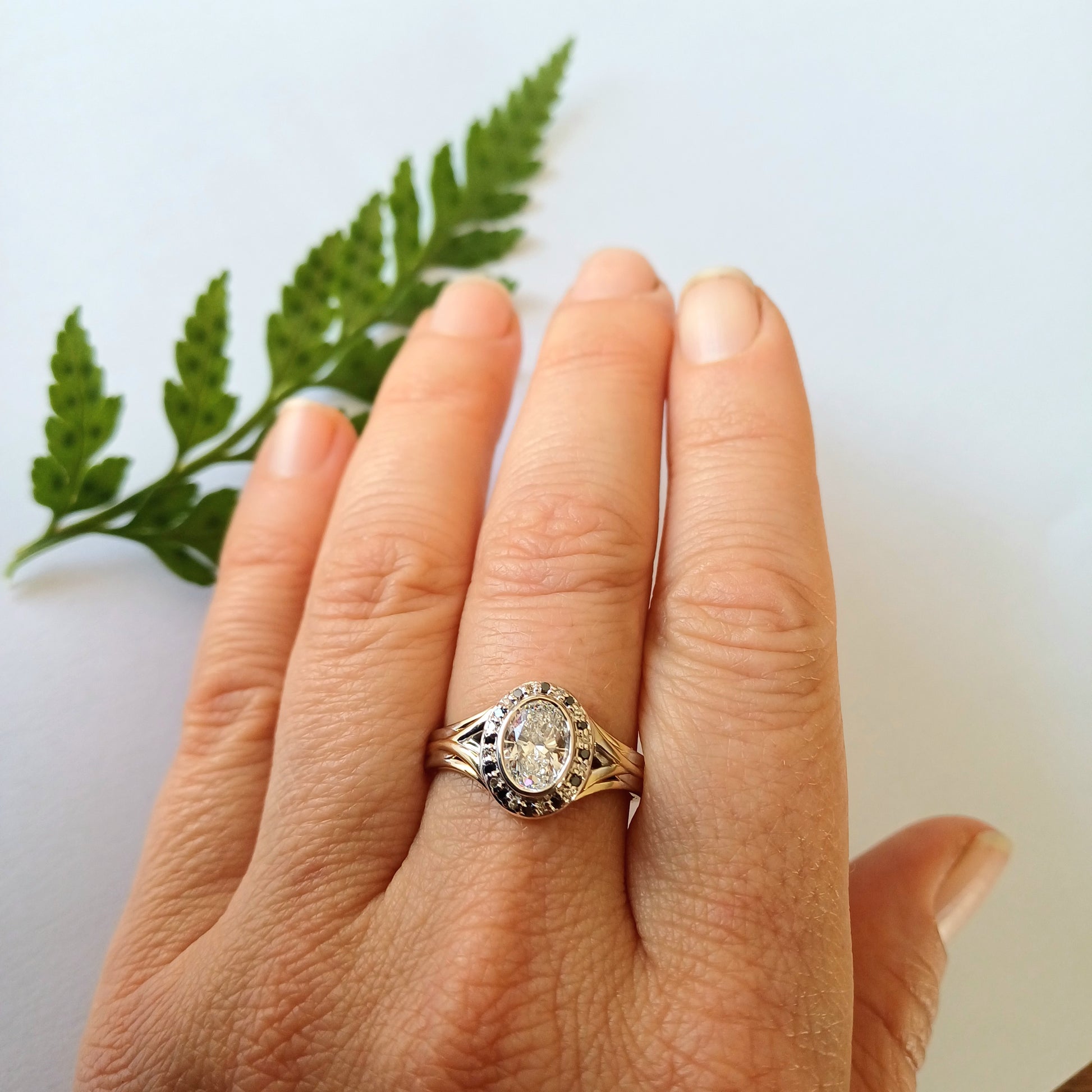 Two-Tone Halo Diamond Ring