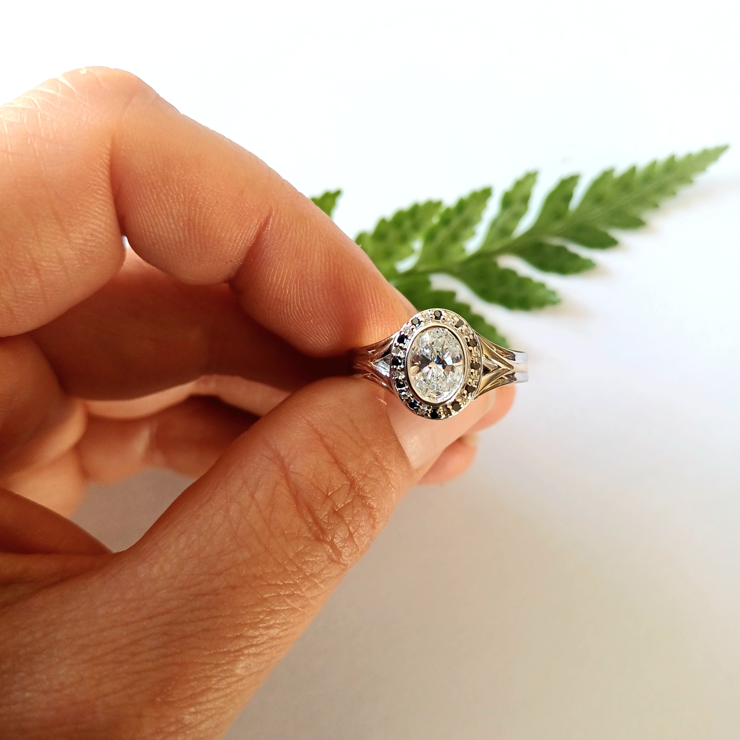 Two-Tone Halo Diamond Ring - Elloise Jewelry