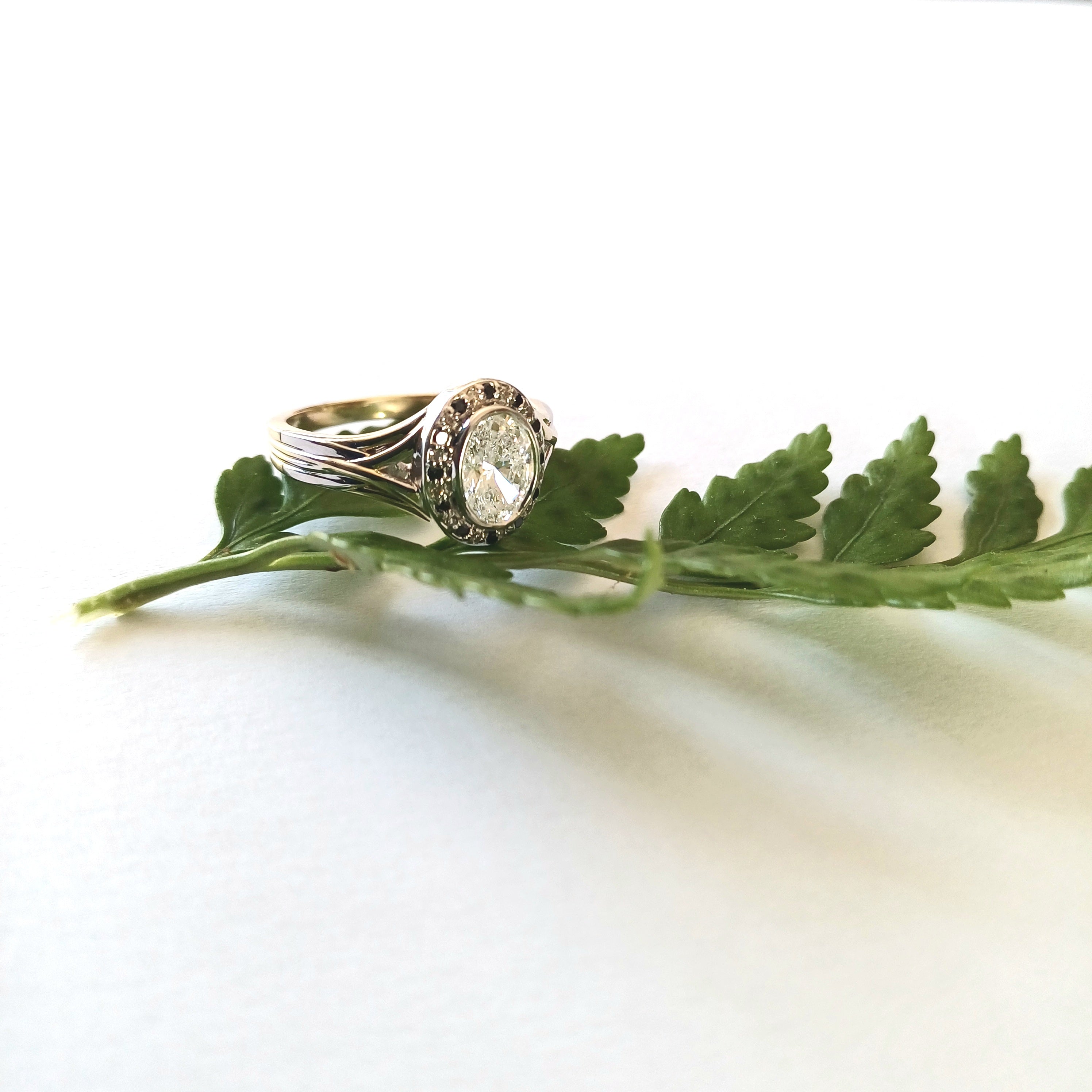 Two-Tone Halo Diamond Ring - Elloise Jewelry