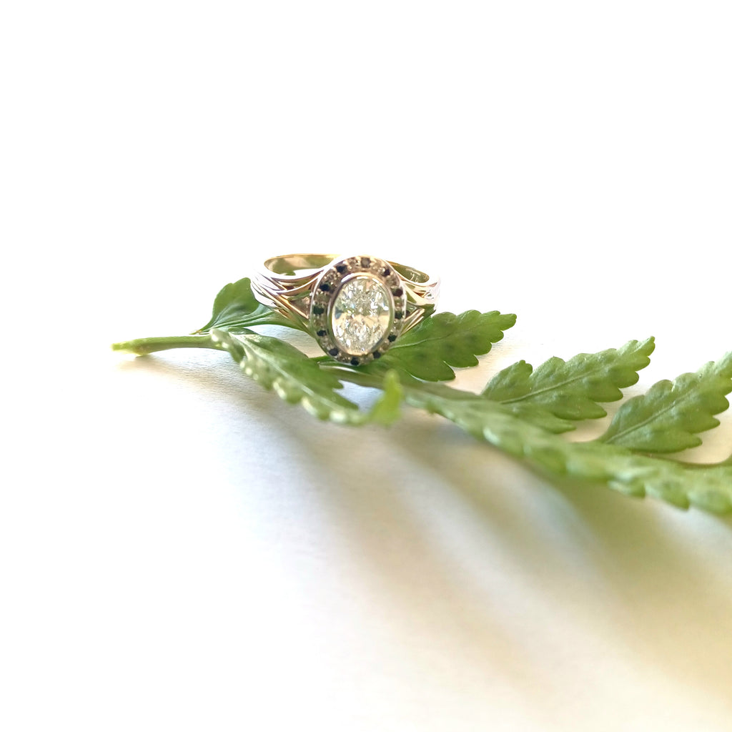 Two-Tone Halo Diamond Ring