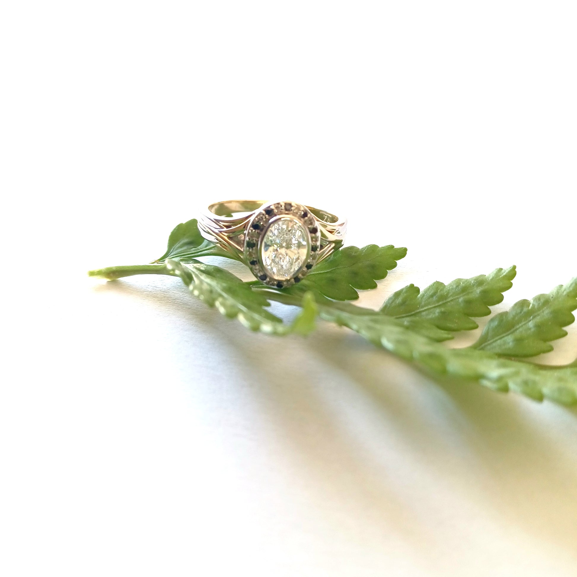 Two-Tone Halo Diamond Ring