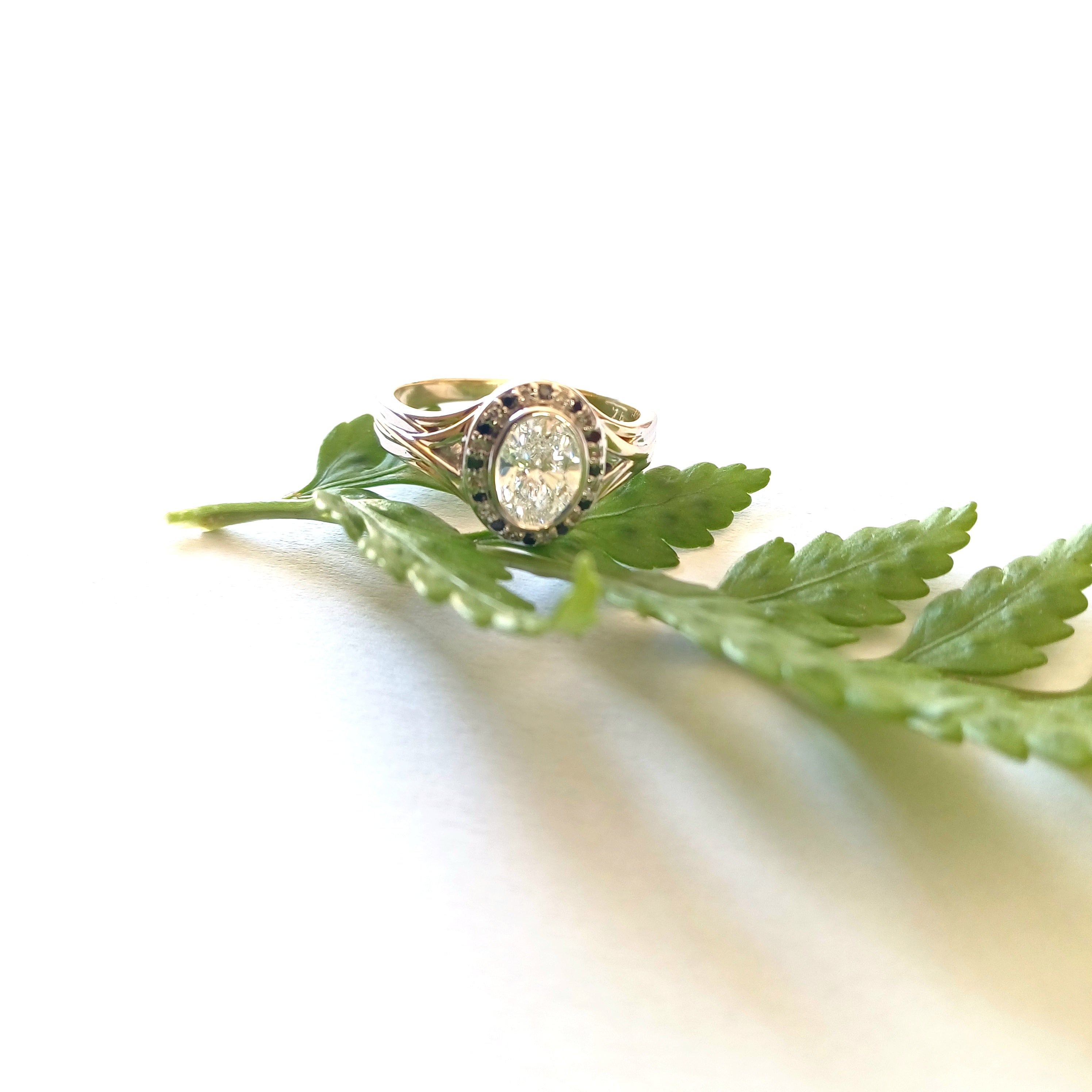 Two-Tone Halo Diamond Ring - Elloise Jewelry