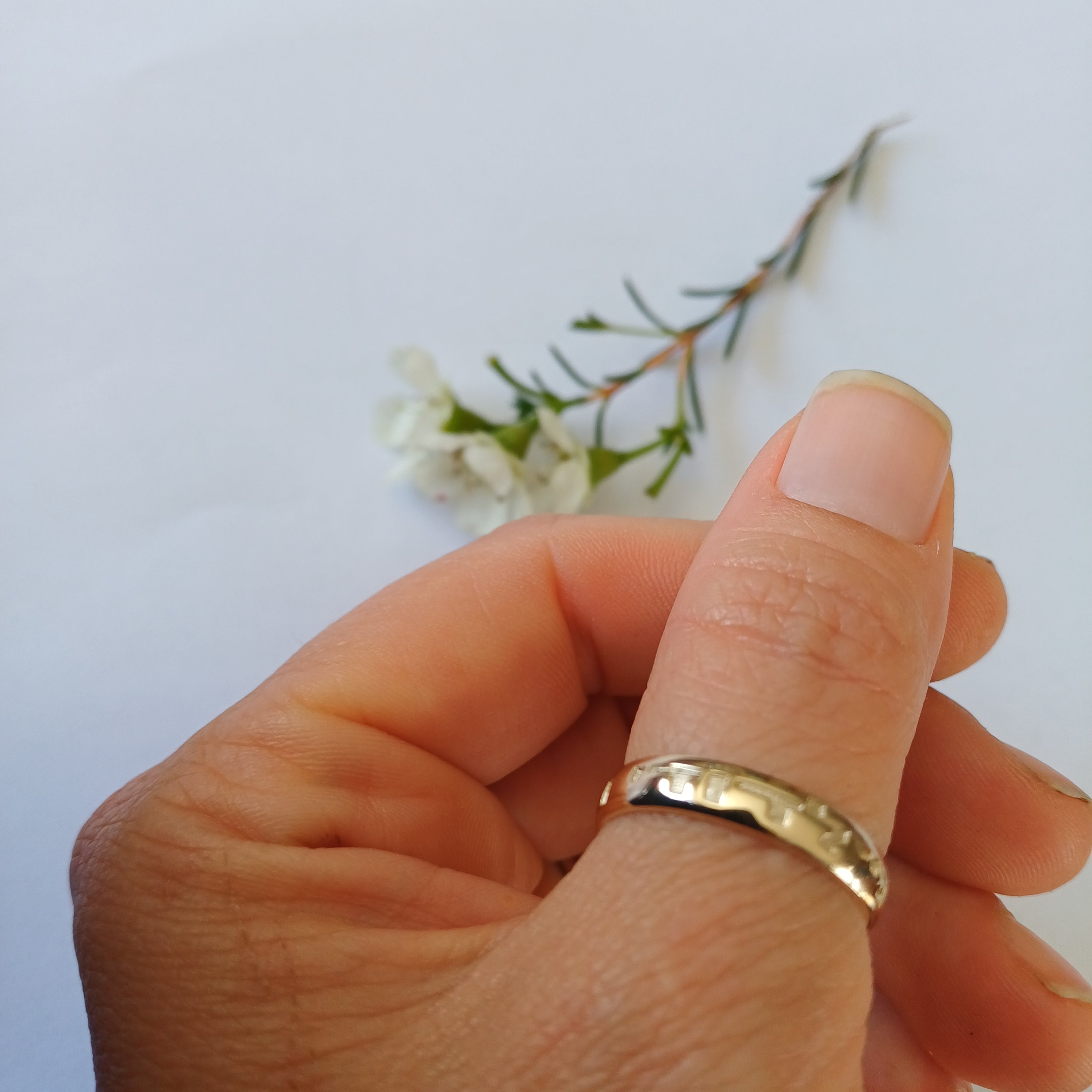 4mm 9ct Gold Ani Ledodi Vedodi Li Ring – I Am My Beloved’s and My Beloved Is Mine