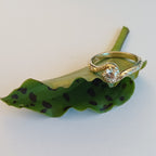 Solitaire Leaf Ring with Curved Band - Elloise Jewelry