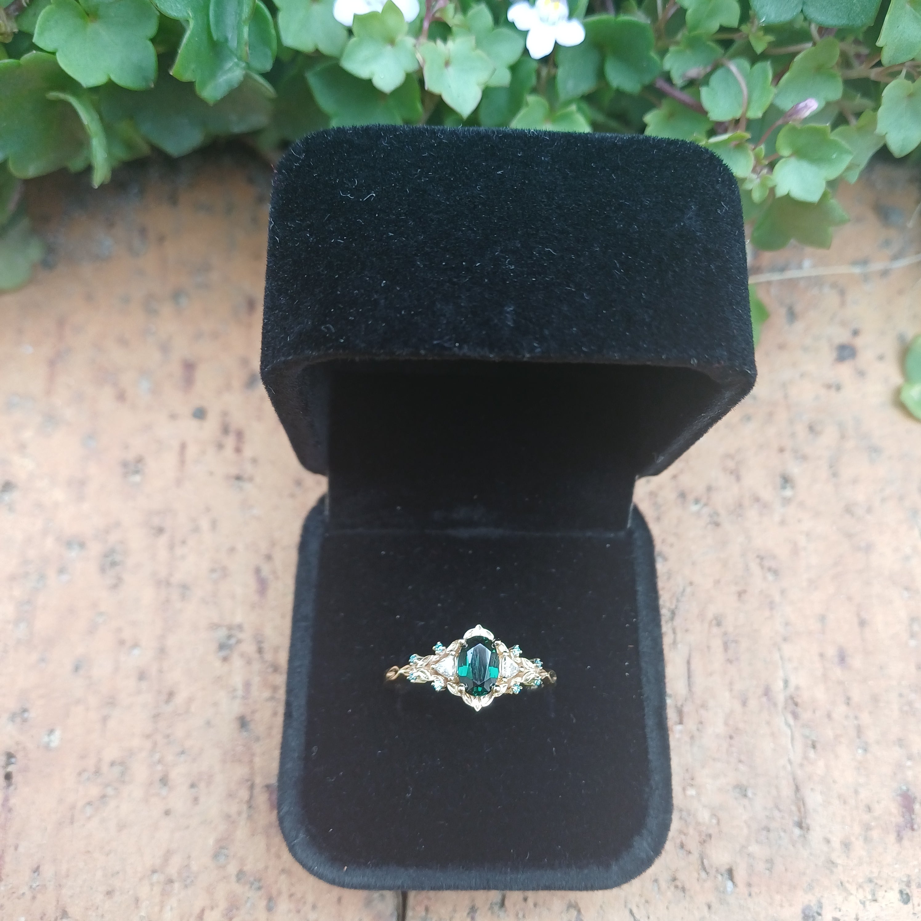 Oval Teal Sapphire Engagement Ring in 9ct Yellow Gold - Elloise Jewelry