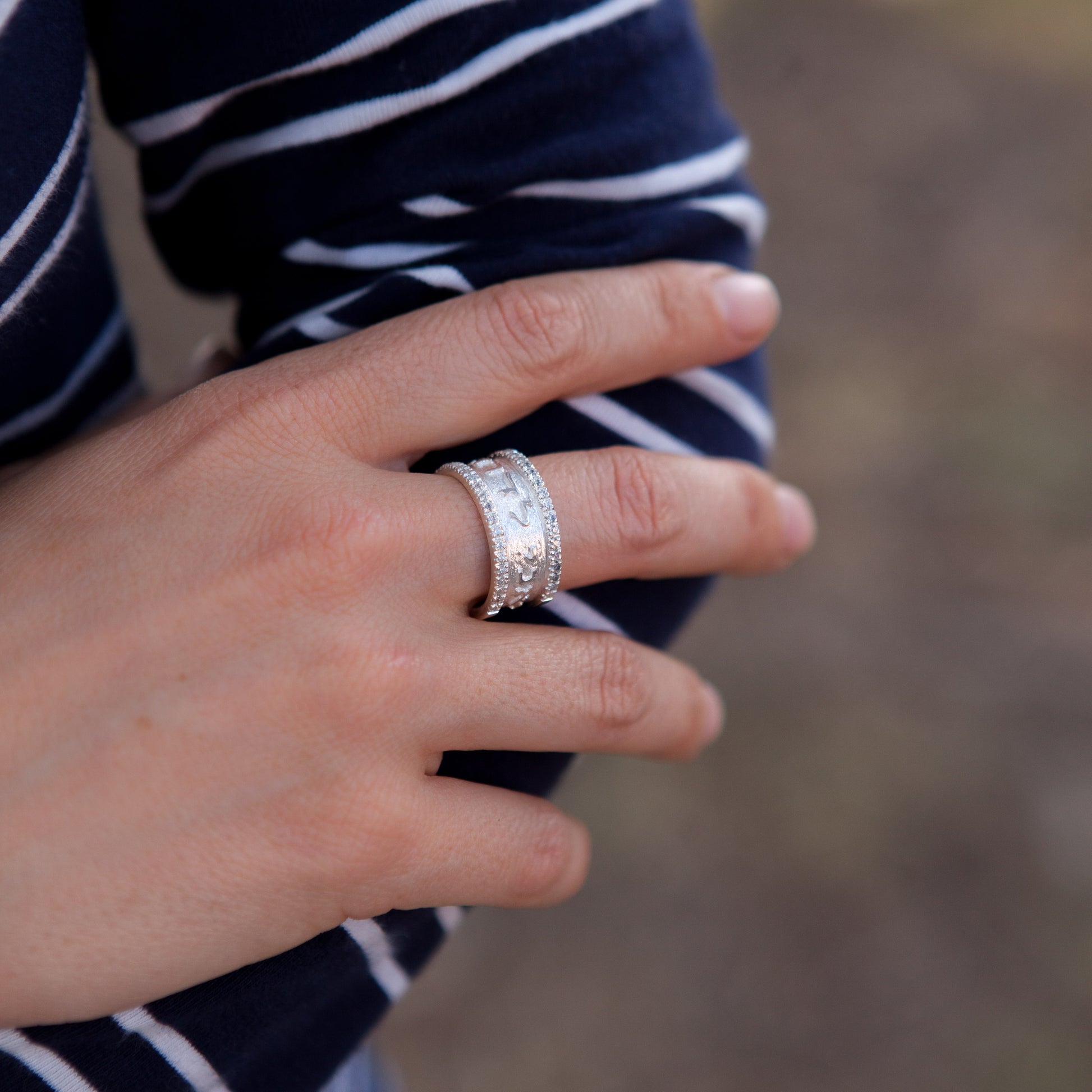 Ani LeDodi VeDodi Li Ring – 10mm with Cubics