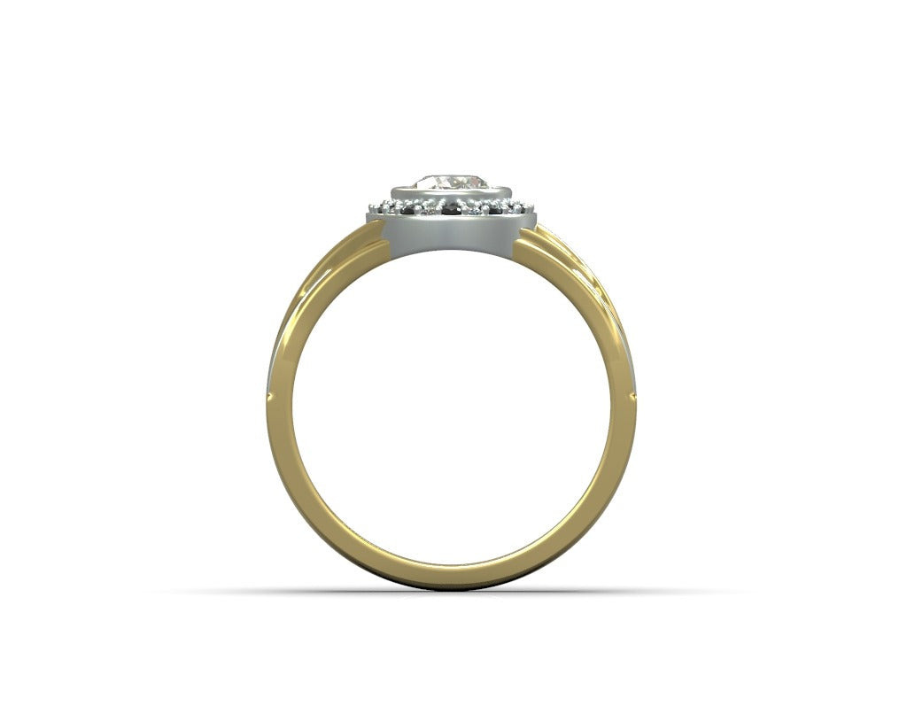 Two-Tone Halo Diamond Ring - Elloise Jewelry