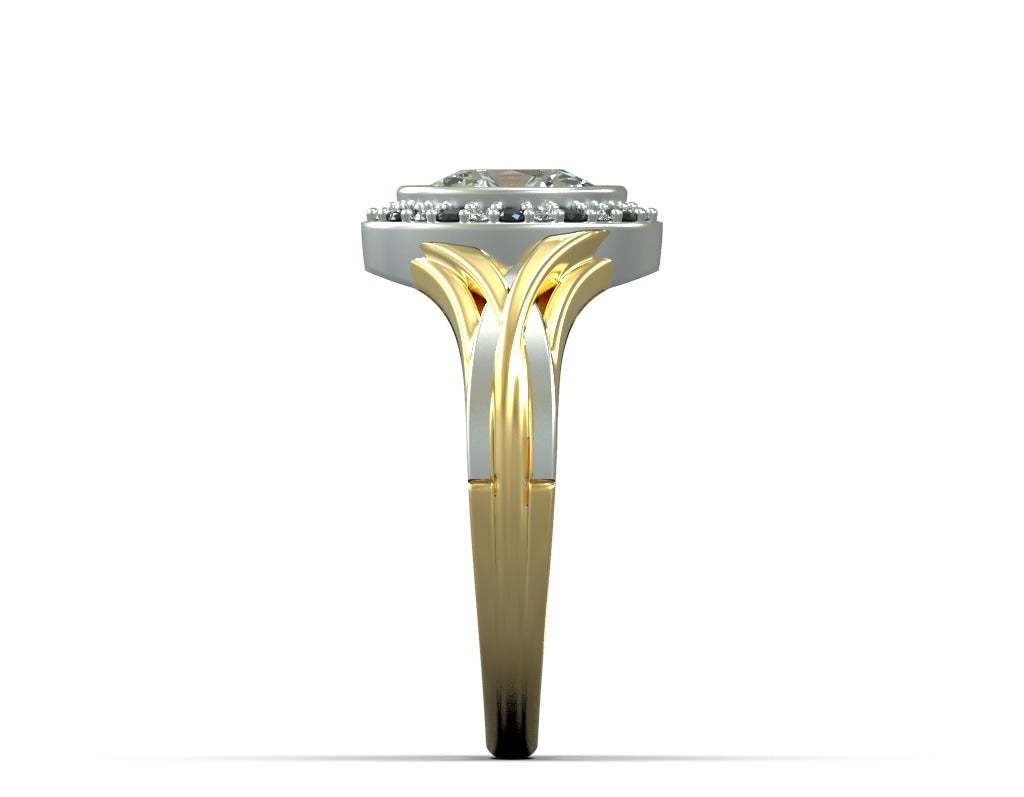 Two-Tone Halo Diamond Ring - Elloise Jewelry