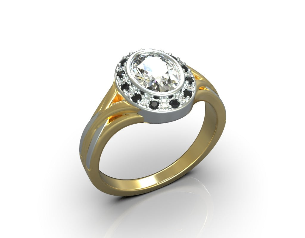 Two-Tone Halo Diamond Ring
