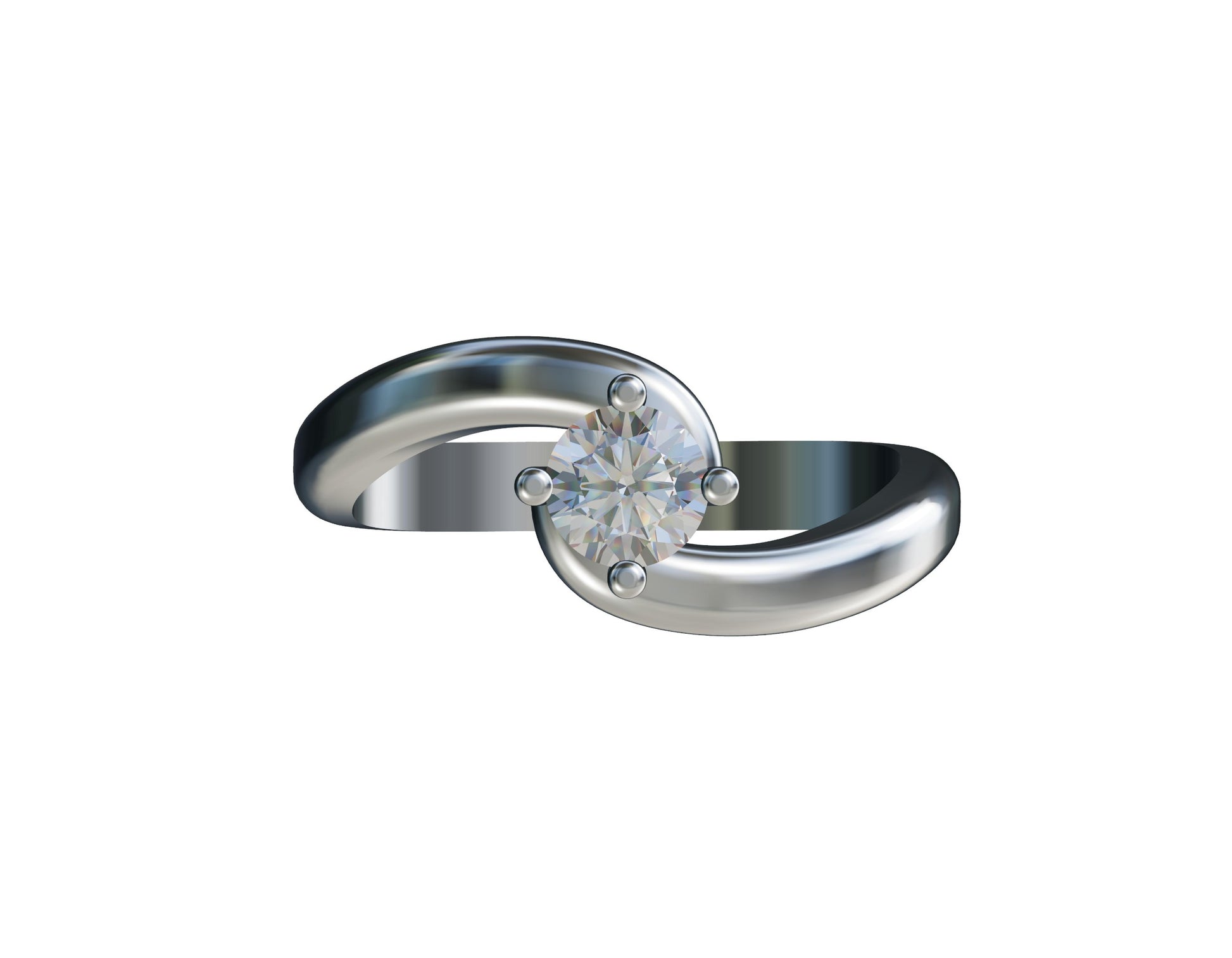 Curved Band Solitaire Ring