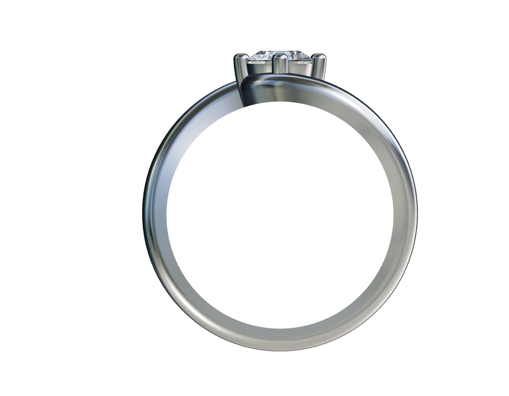 Curved Band Solitaire Ring