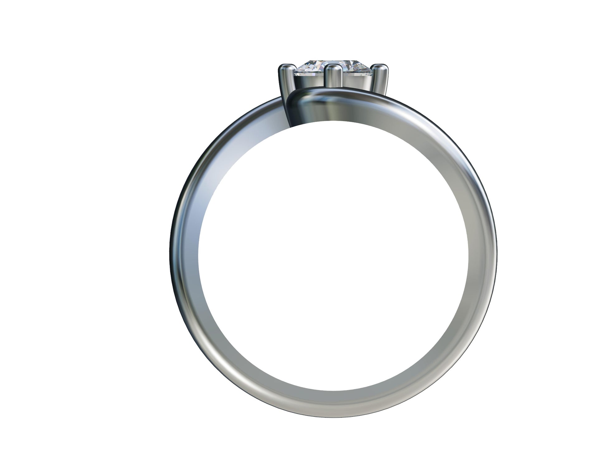 Curved Band Solitaire Ring