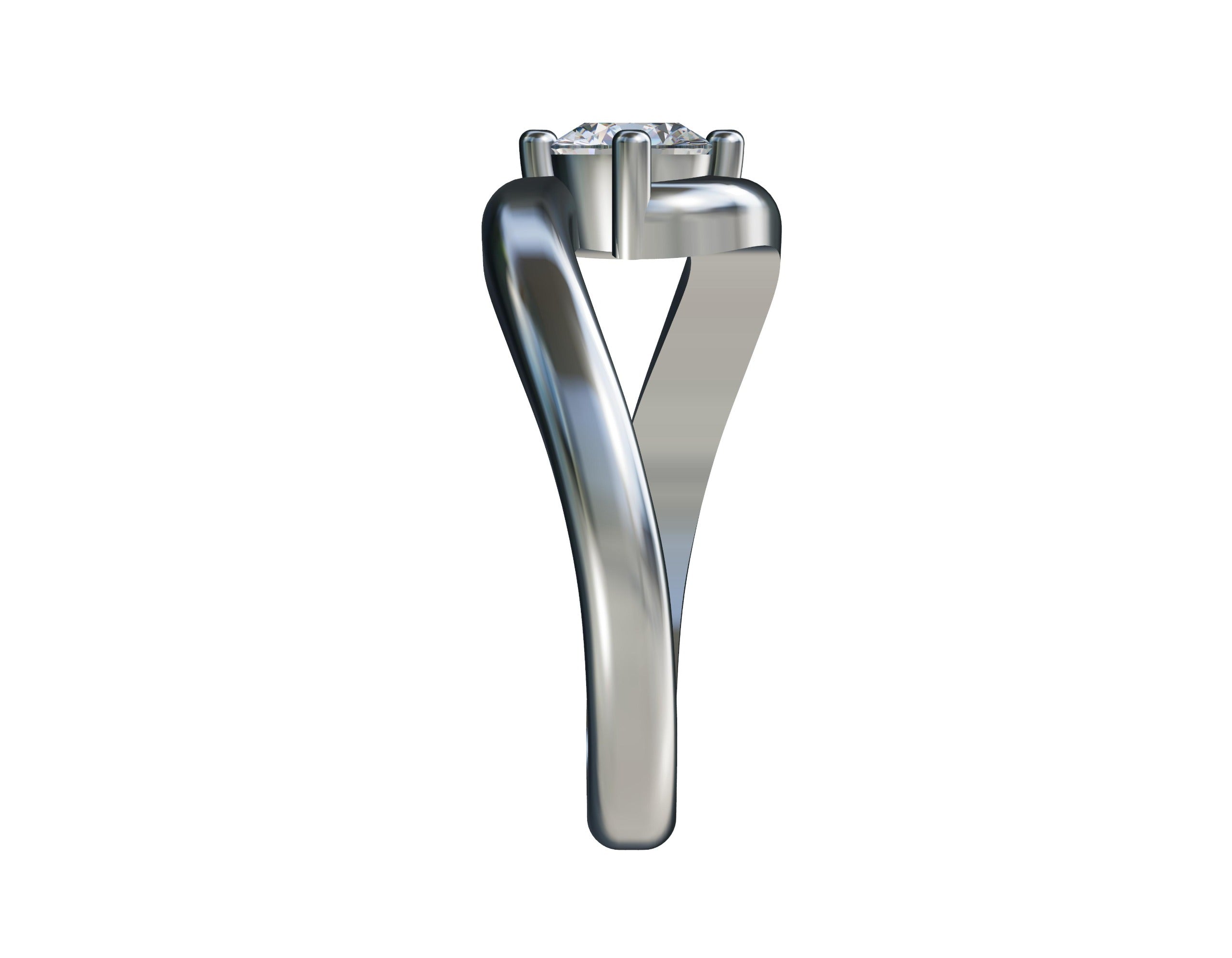 Curved Band Solitaire Ring - Elloise Jewelry