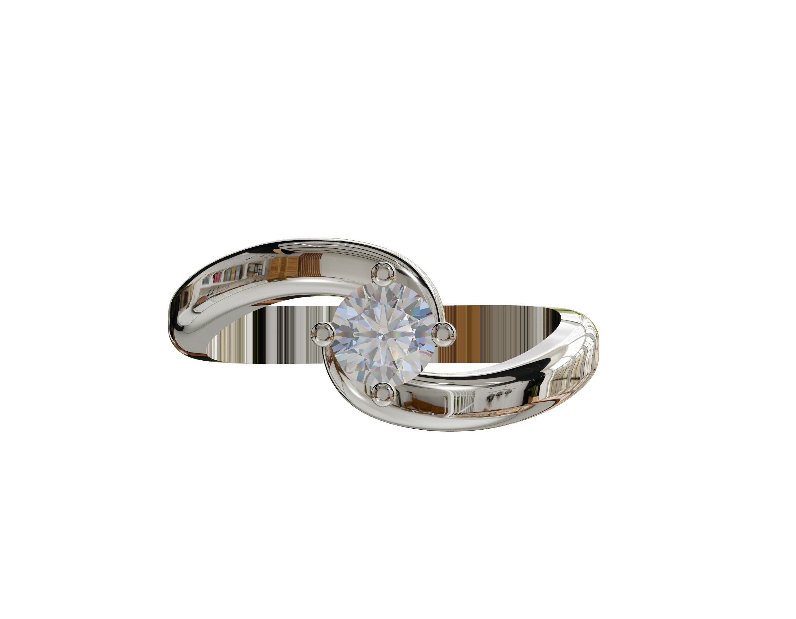 Curved Band Solitaire Ring - Elloise Jewelry