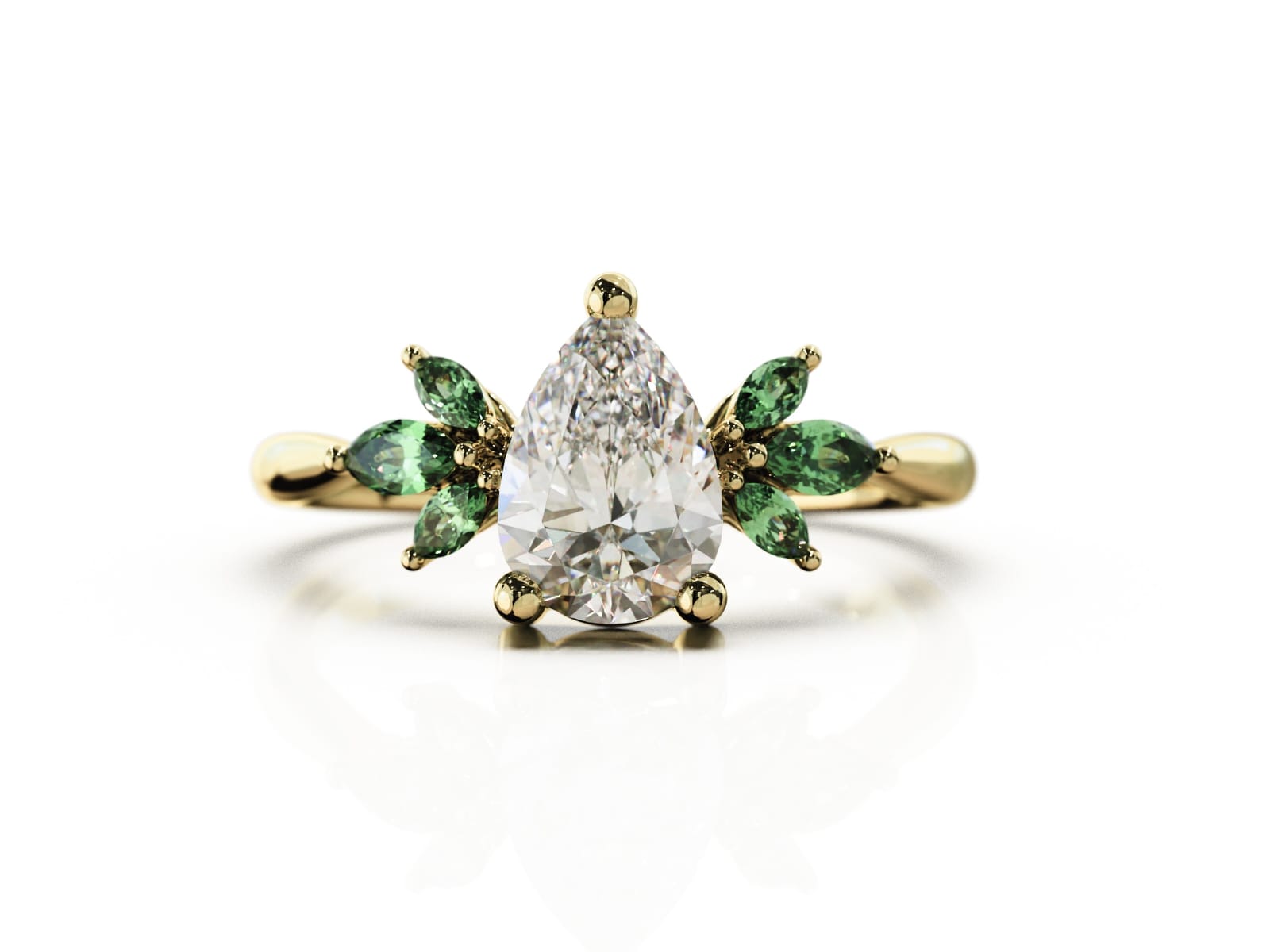 Pear Lab-Diamond & Moissanite Engagement Ring in 9k Gold - Elloise Jewelry