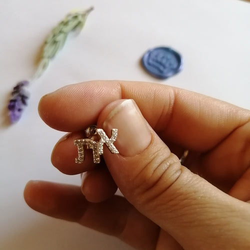 Aleph Tav Studs With Cubics - Elloise Jewelry
