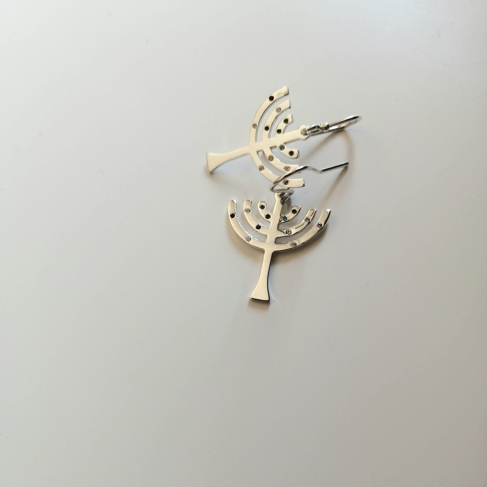 Menorah Earrings with 12 Cubics