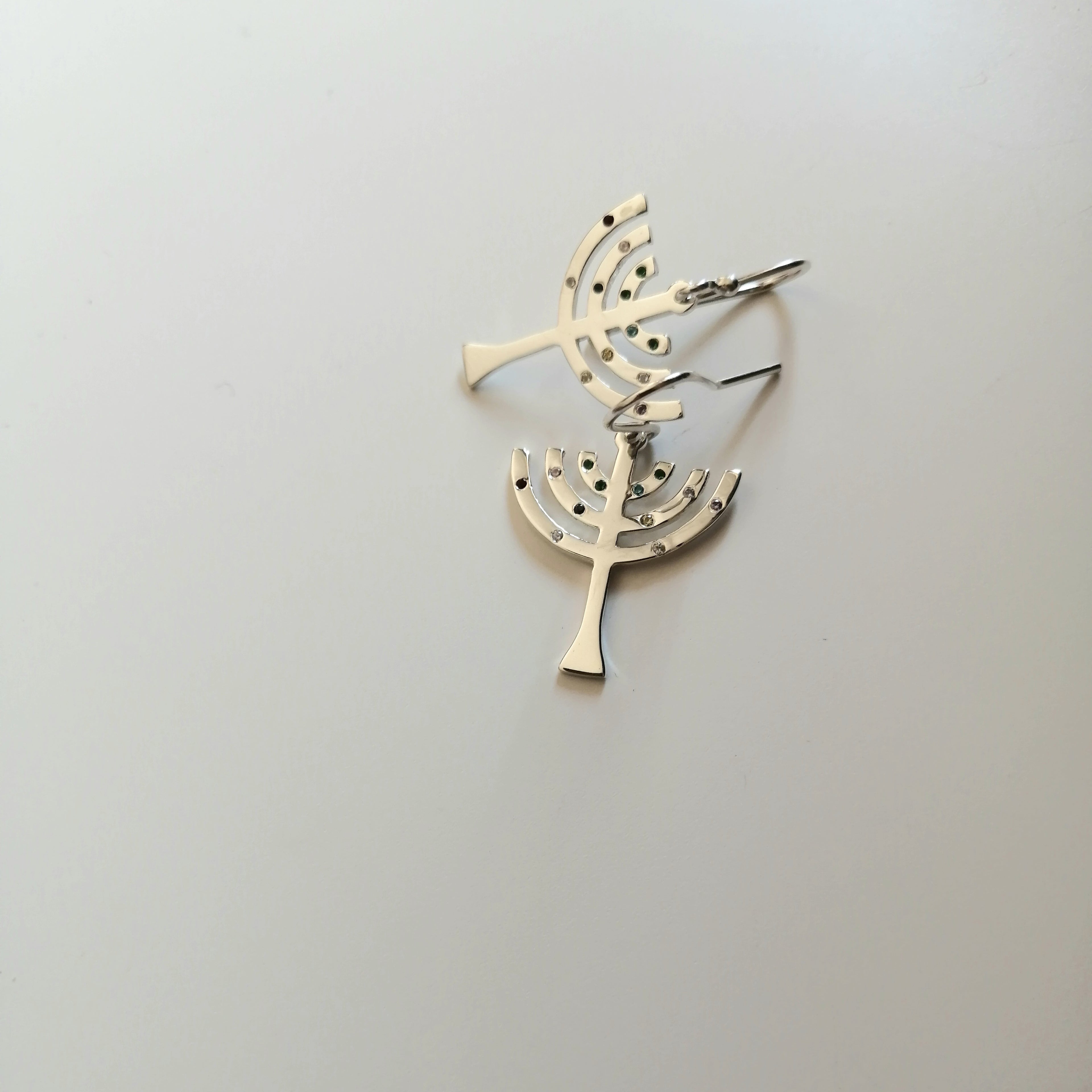 Menorah Earrings with 12 Cubics - Elloise Jewelry