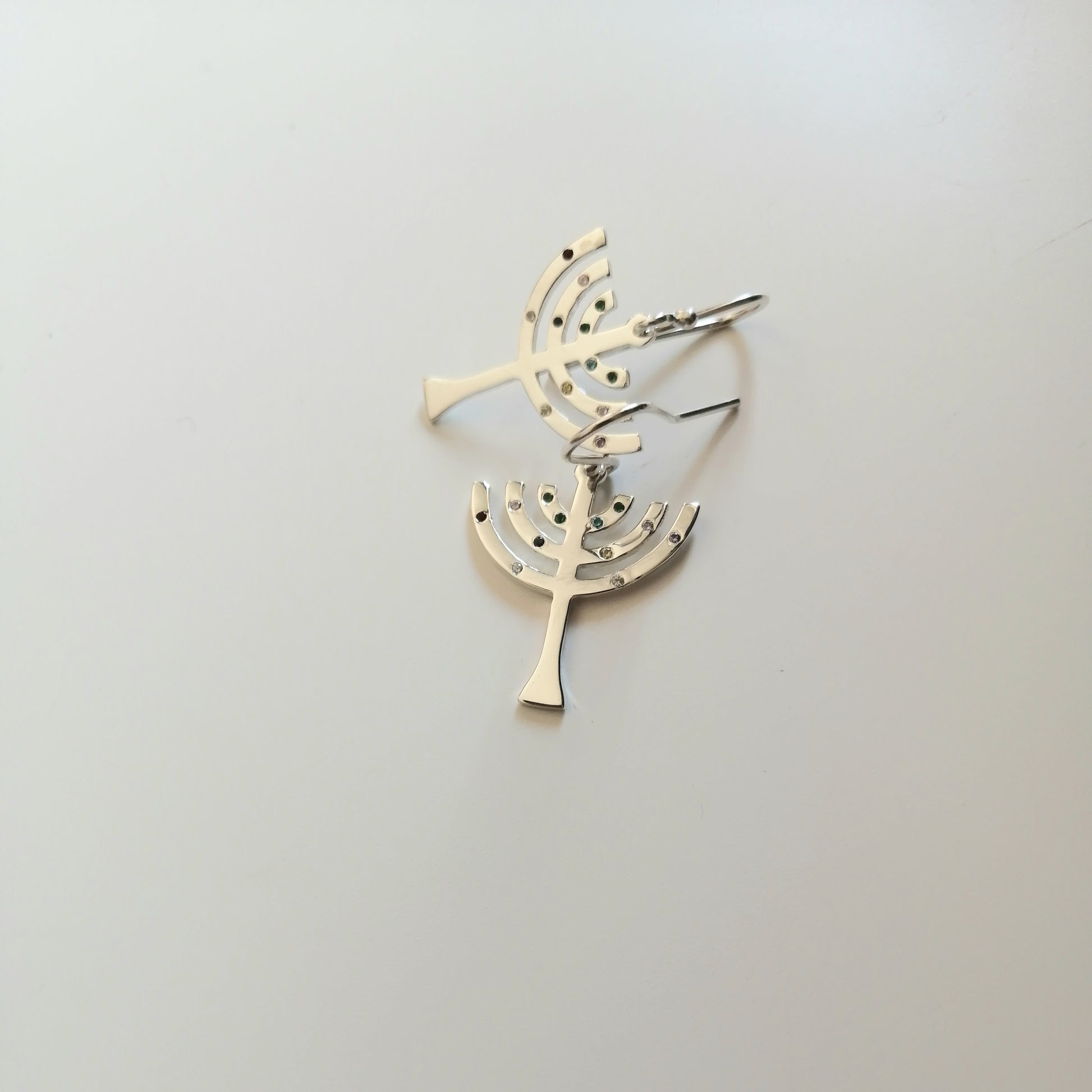 Menorah Earrings with 12 Cubics