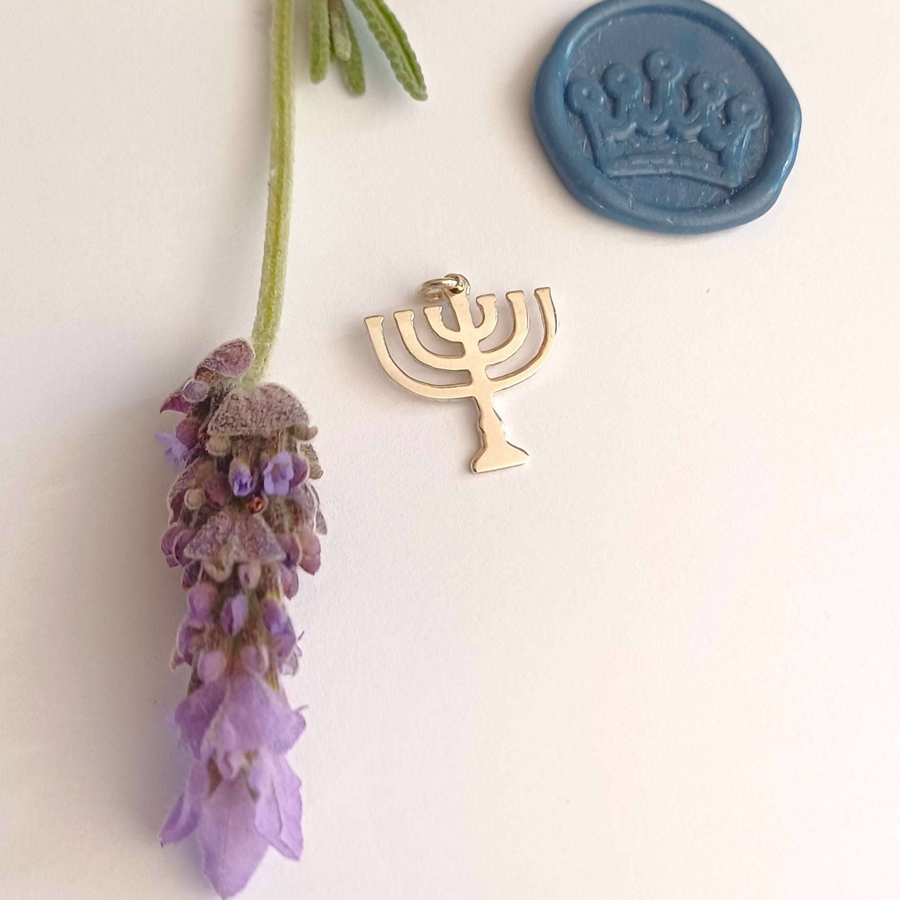 Menorah Pendant Arms Open (small) - Elloise Jewelry