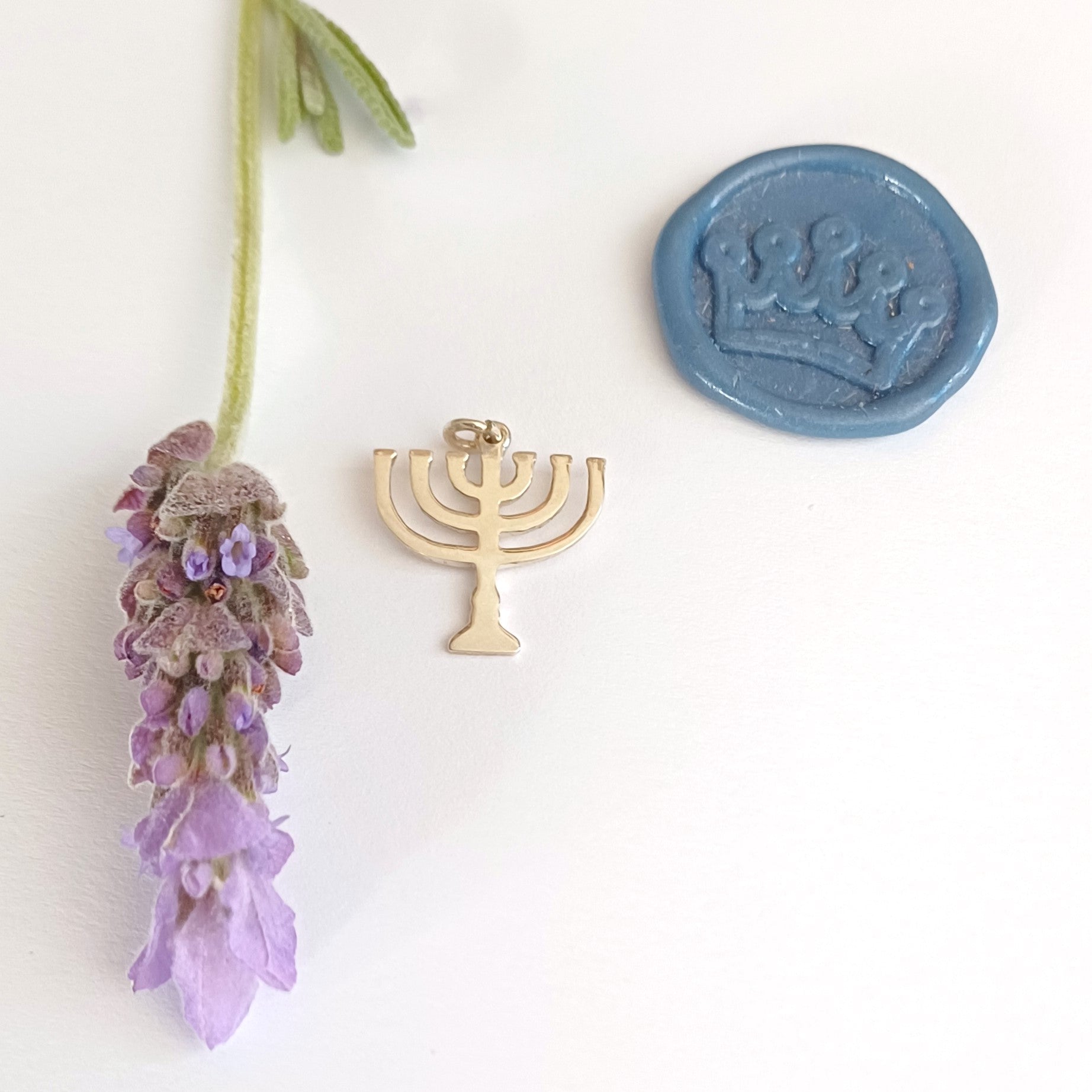 Menorah Pendant Arms Open (small) - Elloise Jewelry