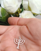 Menorah Pendant Arms Open (small) - Elloise Jewelry