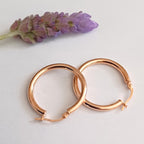 Rose Gold Round-Shaped Hoop Earrings - Elloise Jewelry