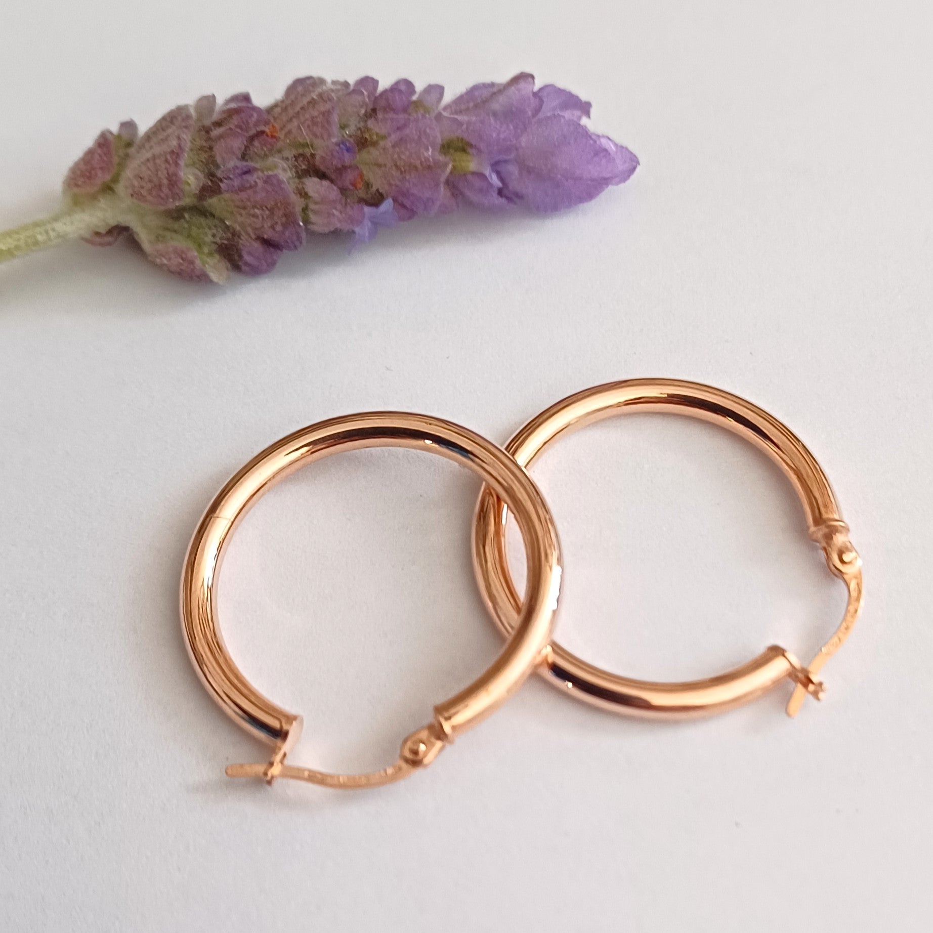 Rose Gold Round-Shaped Hoop Earrings - Elloise Jewelry