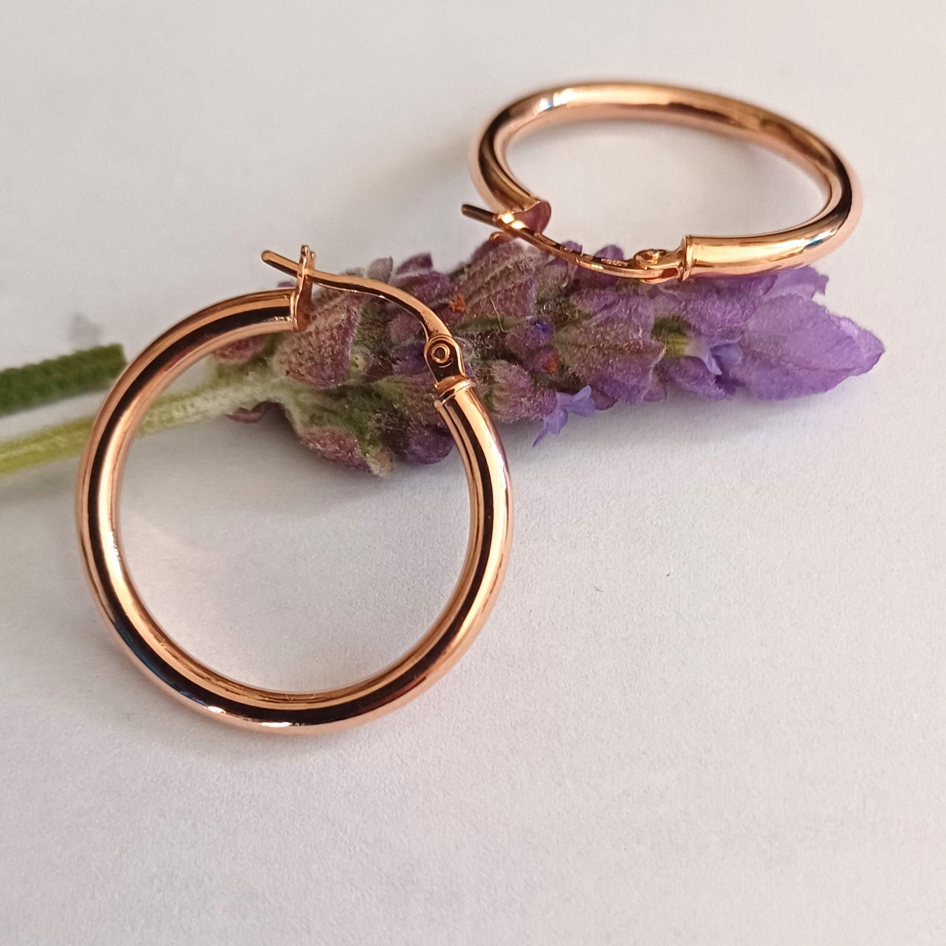 Rose Gold Round-Shaped Hoop Earrings - Elloise Jewelry