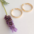 Yellow Gold D-shaped Hoop Earrings - Elloise Jewelry