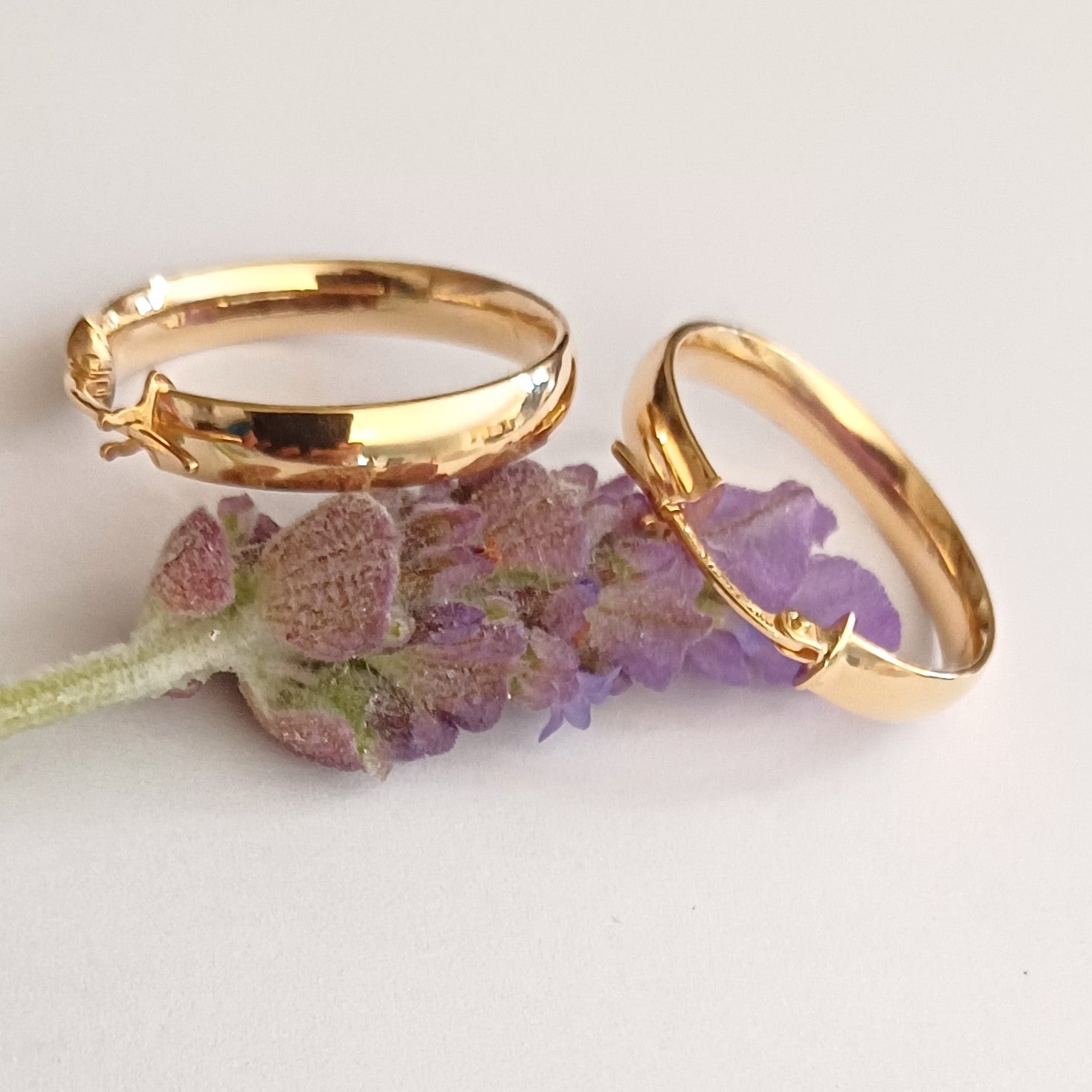 Yellow Gold D-shaped Hoop Earrings - Elloise Jewelry