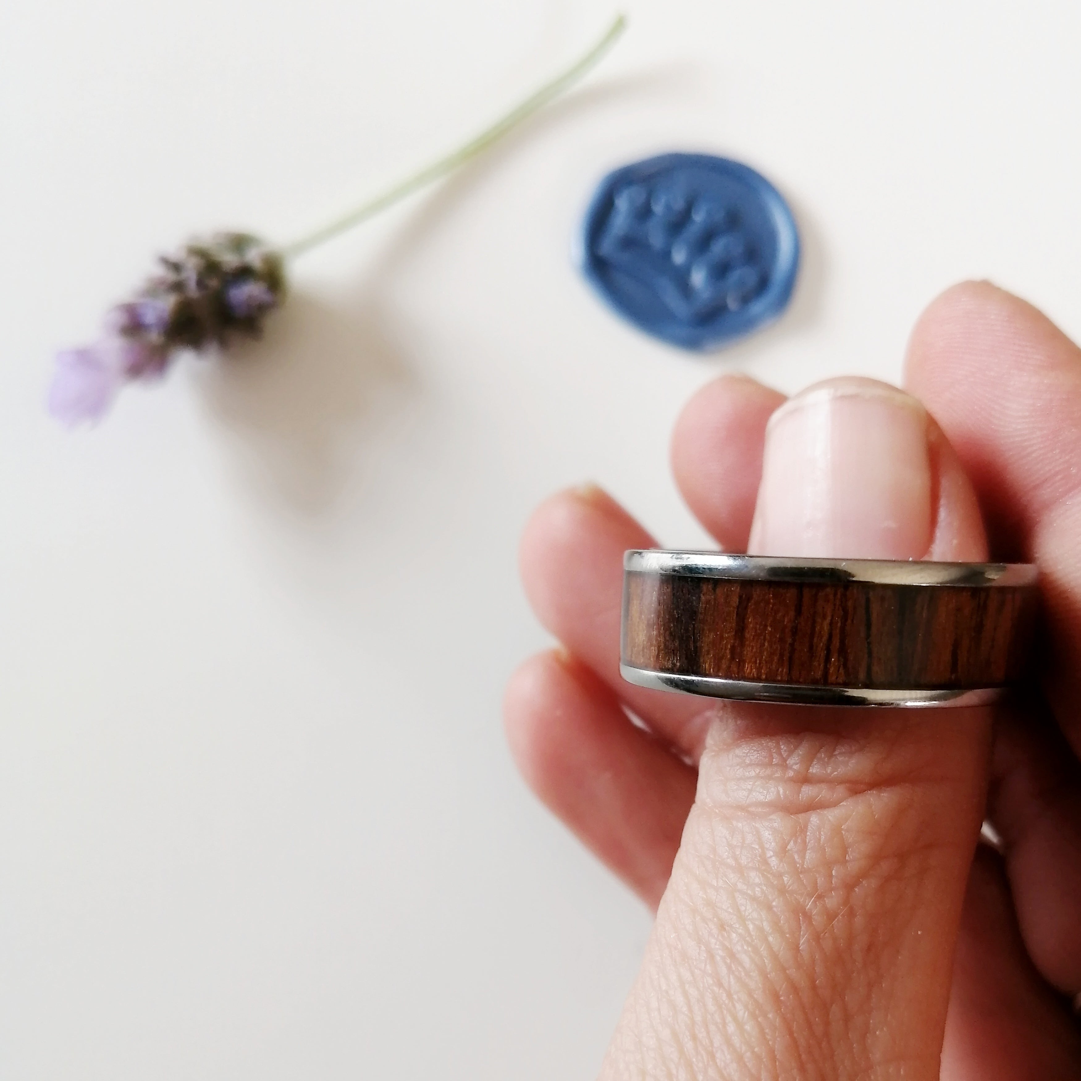 Wood and Titanium Ring - Elloise Jewelry