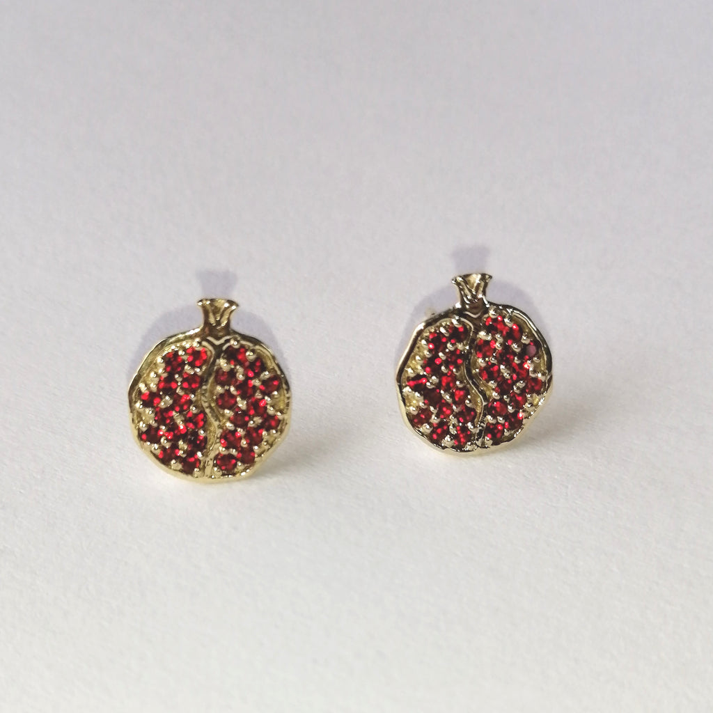 Pomegranate Studs With Cubics - Elloise Jewelry
