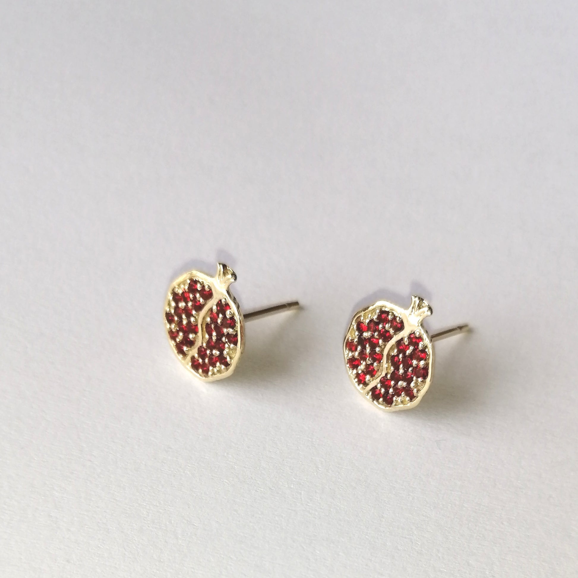Pomegranate Studs With Cubics - Elloise Jewelry