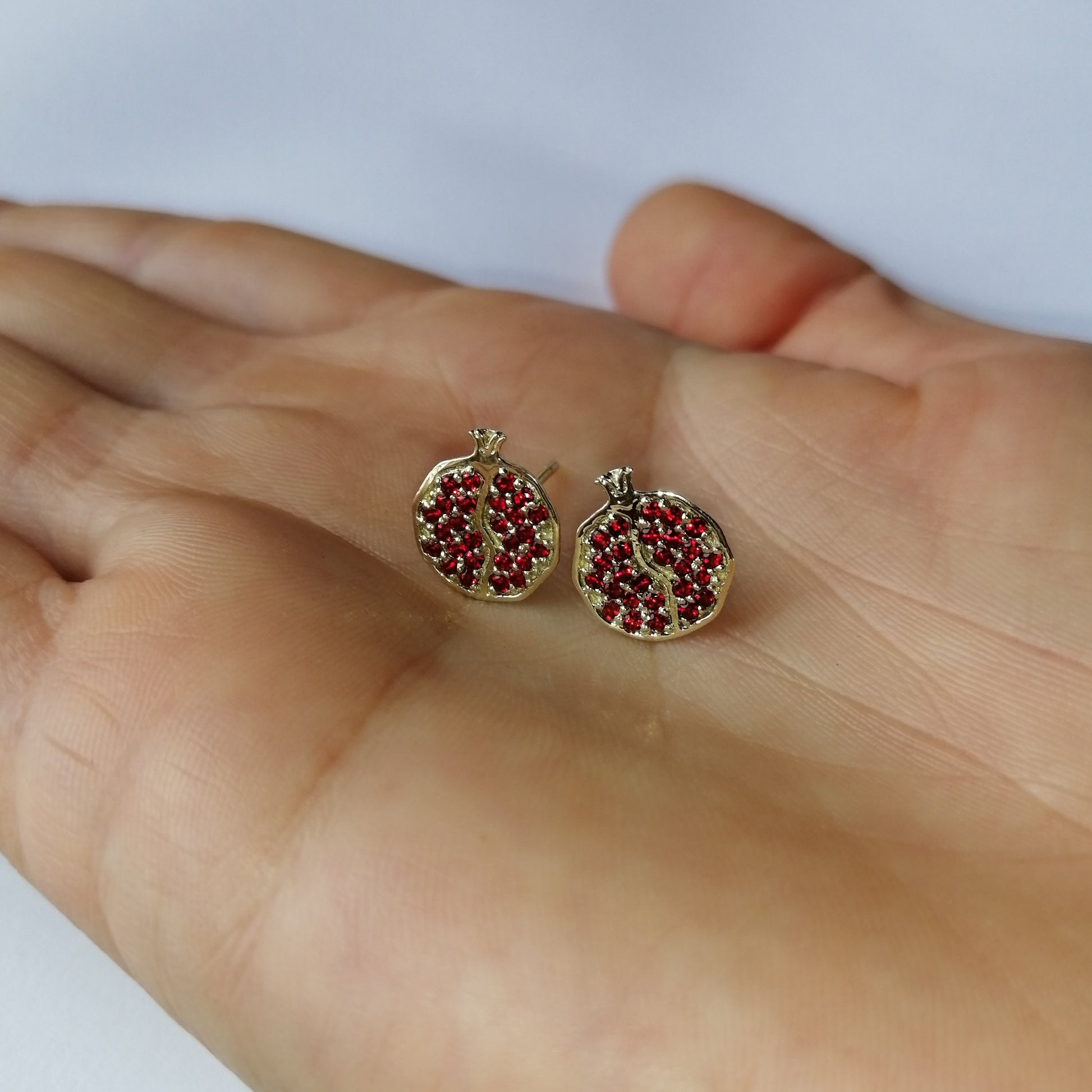 Pomegranate Studs With Cubics - Elloise Jewelry