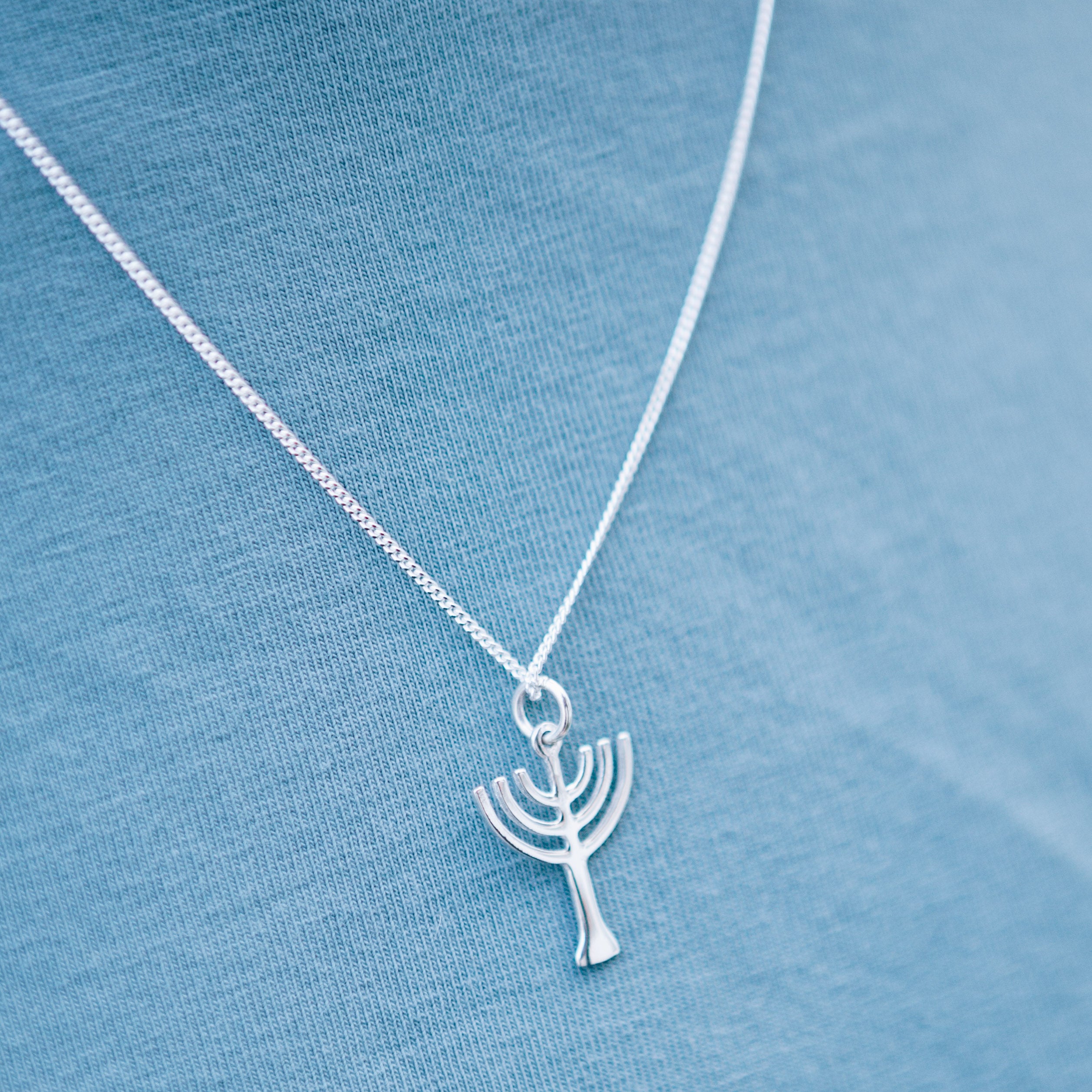 Menorah Pendant Arms Up - Elloise Jewelry