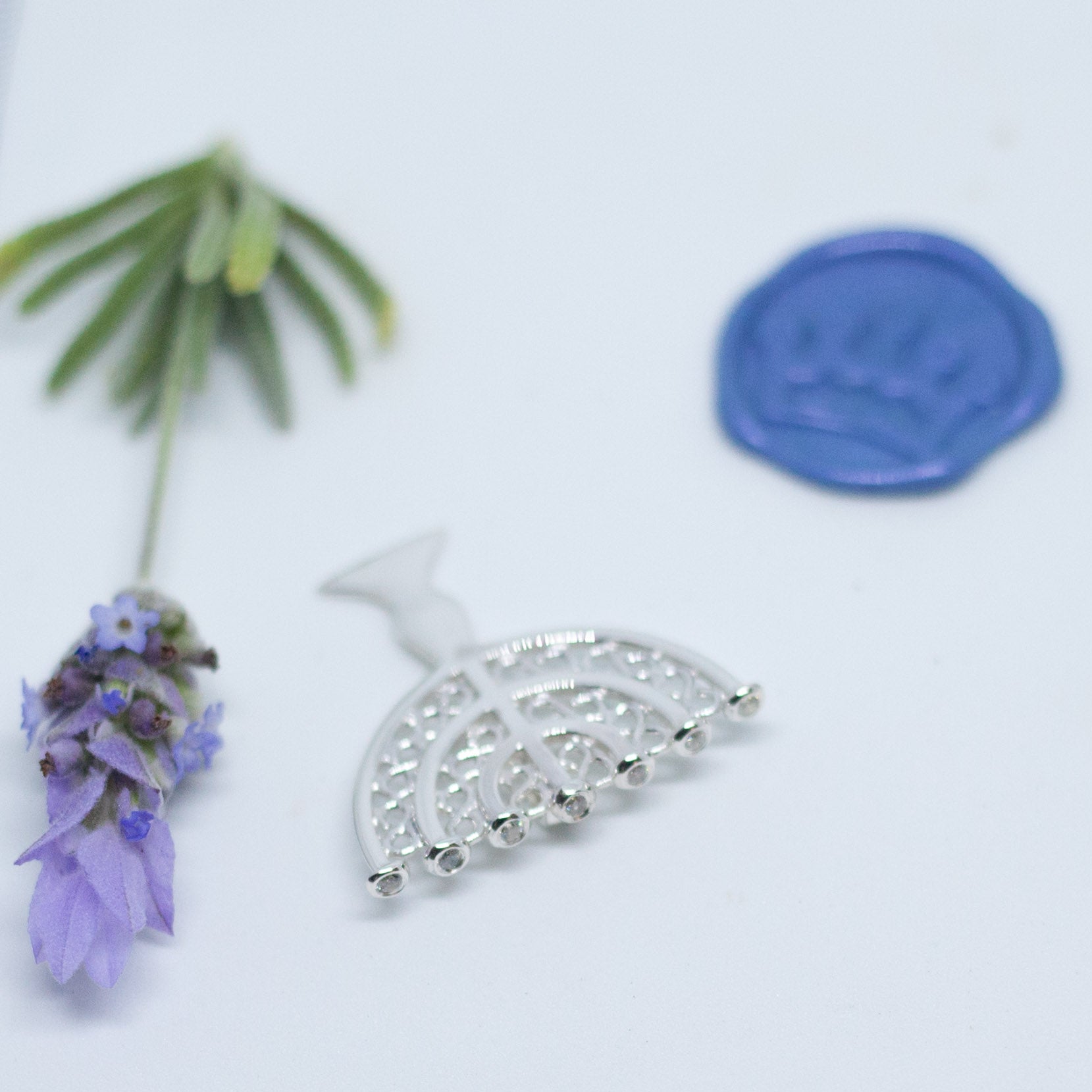 Menorah with Zirconia Pendant - Elloise Jewelry